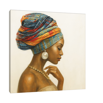 Afro elegancija – Ženski portret sa šarenim turbanom