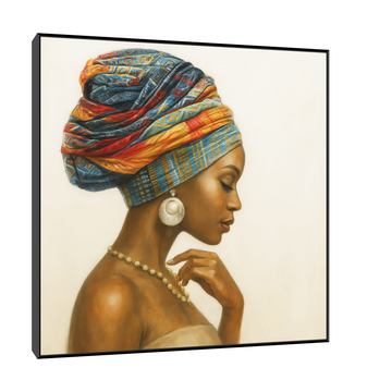 Afro elegancija – Ženski portret sa šarenim turbanom