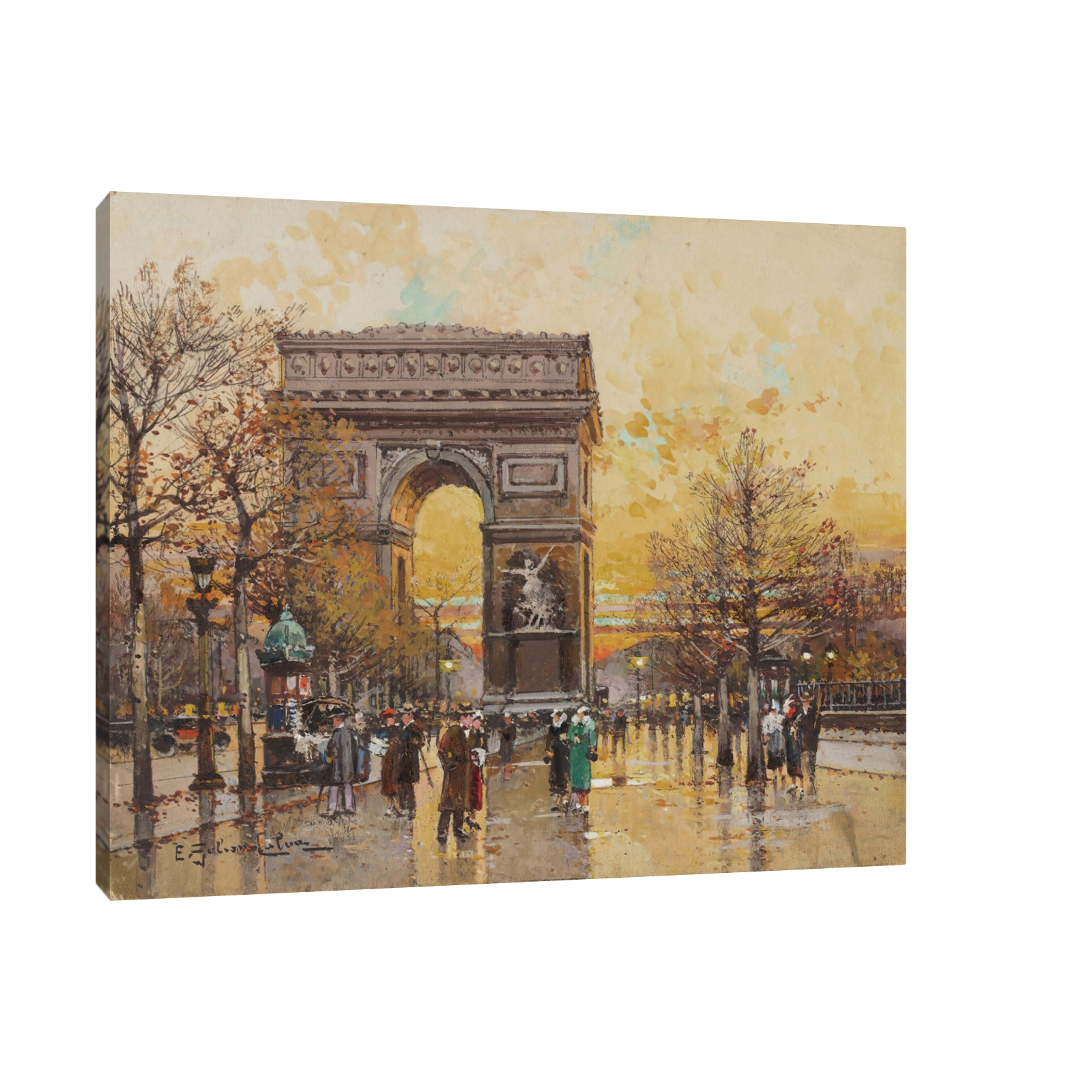 Umetnička slika Arc de Triomphe in the Fall, Eugène Galien-Laloue na platnu - NS Canvas Shop