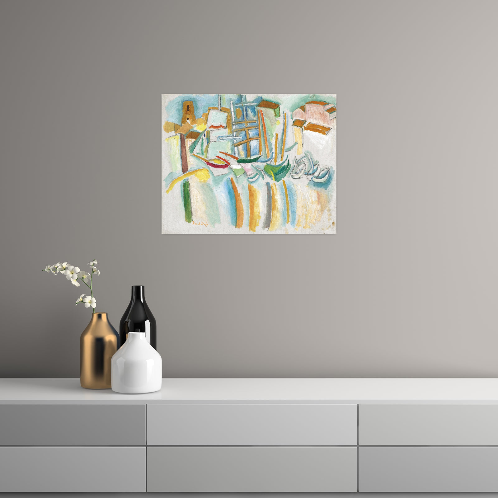 Umetnička slika Bateaux et barques aux Martigues, Raoul Dufy na platnu - NS Canvas Shop