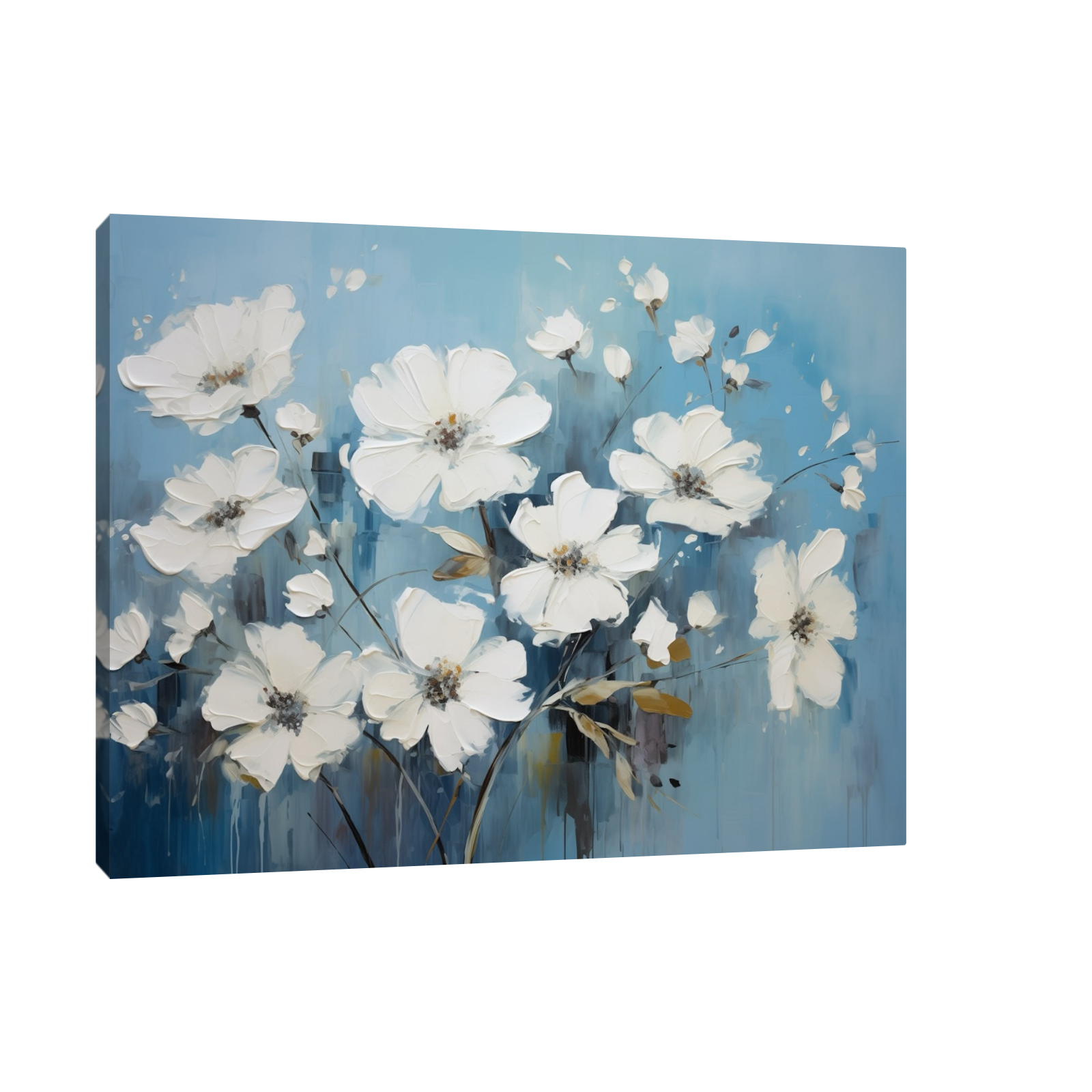 Umetnička slika Beli cvetovi na platnu - NS Canvas Shop