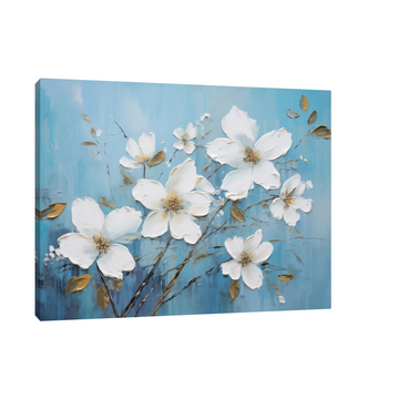 Umetnička slika Beli cvetovi na platnu - NS Canvas Shop