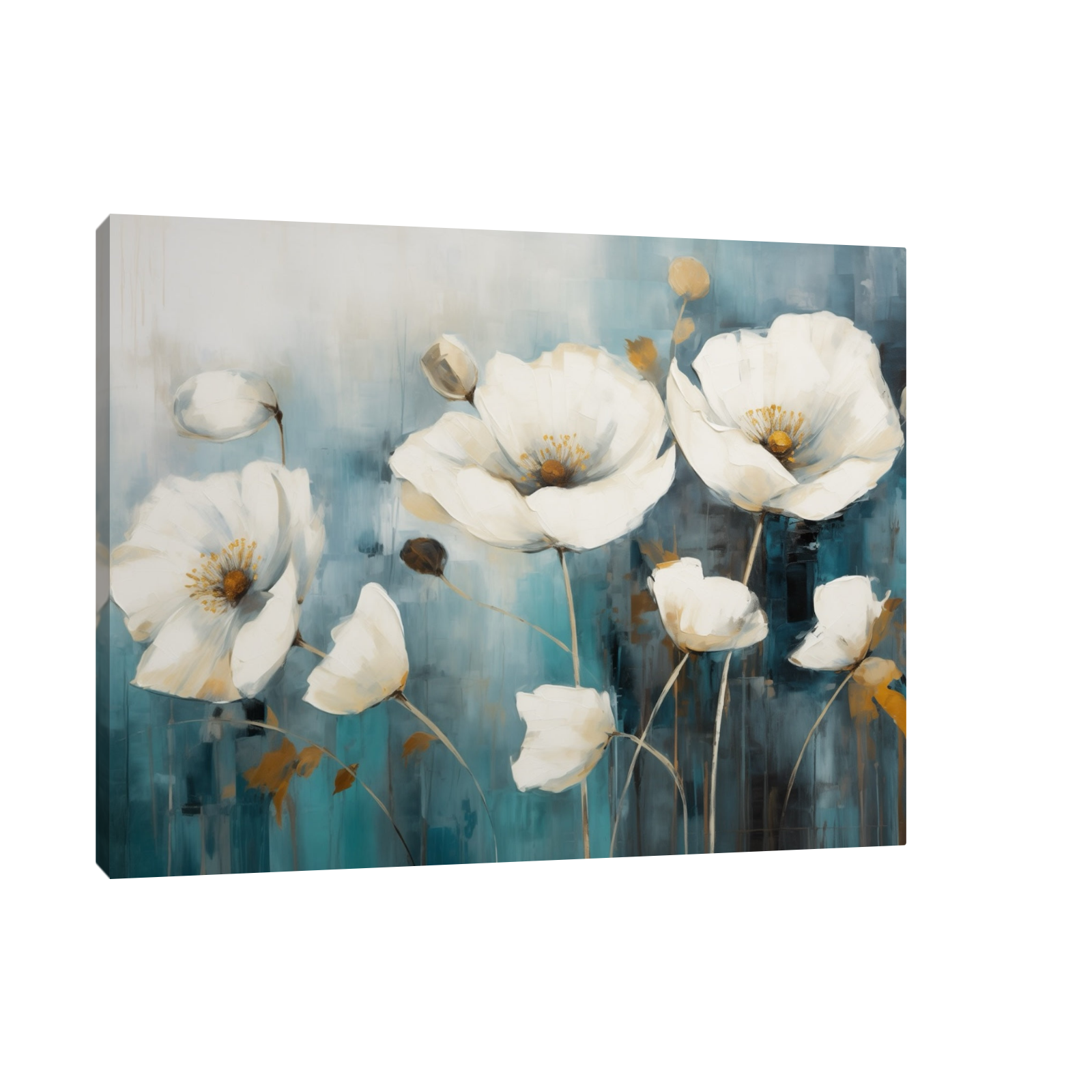 Umetnička slika Beli cvetovi na platnu - NS Canvas Shop