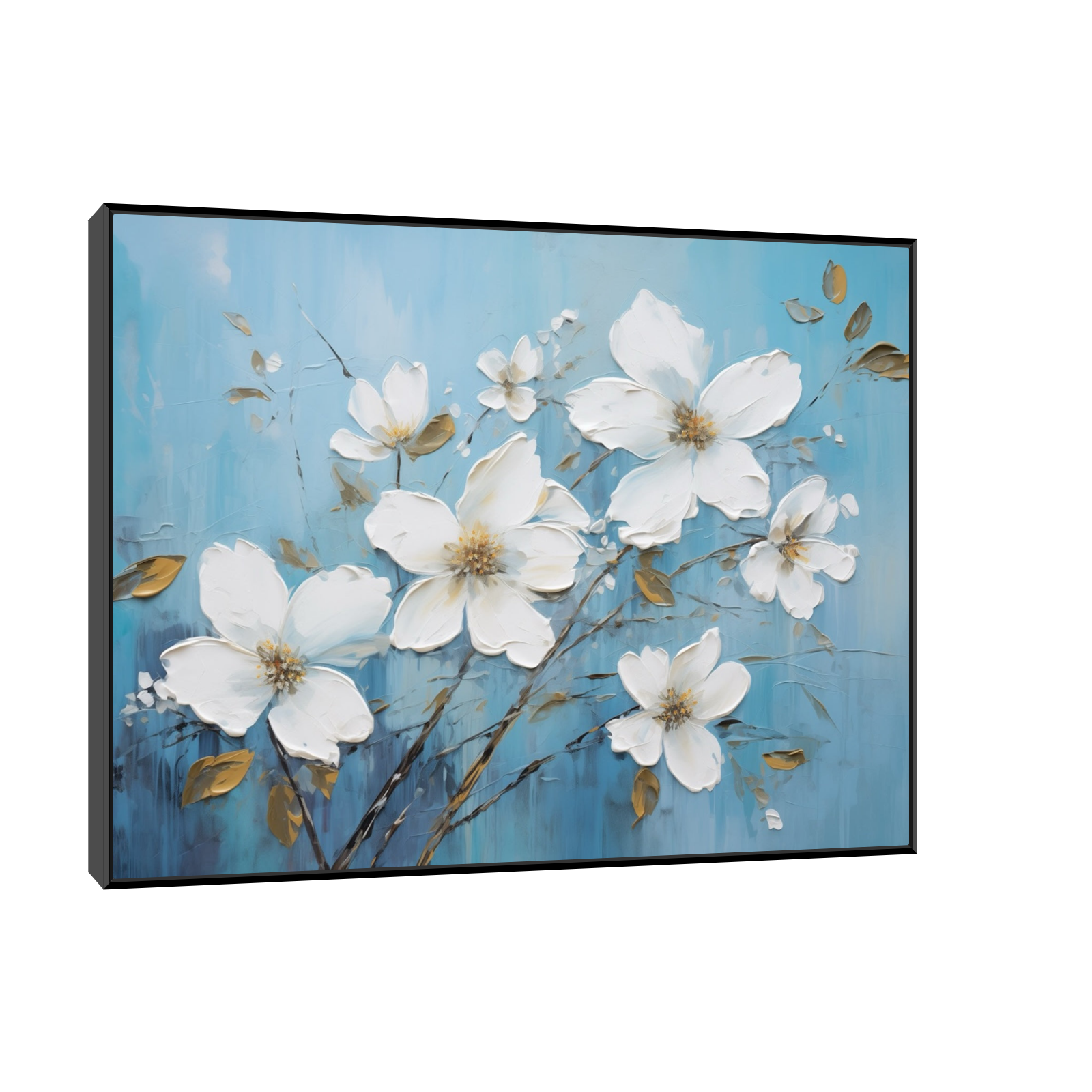 Umetnička slika Beli cvetovi na platnu - NS Canvas Shop