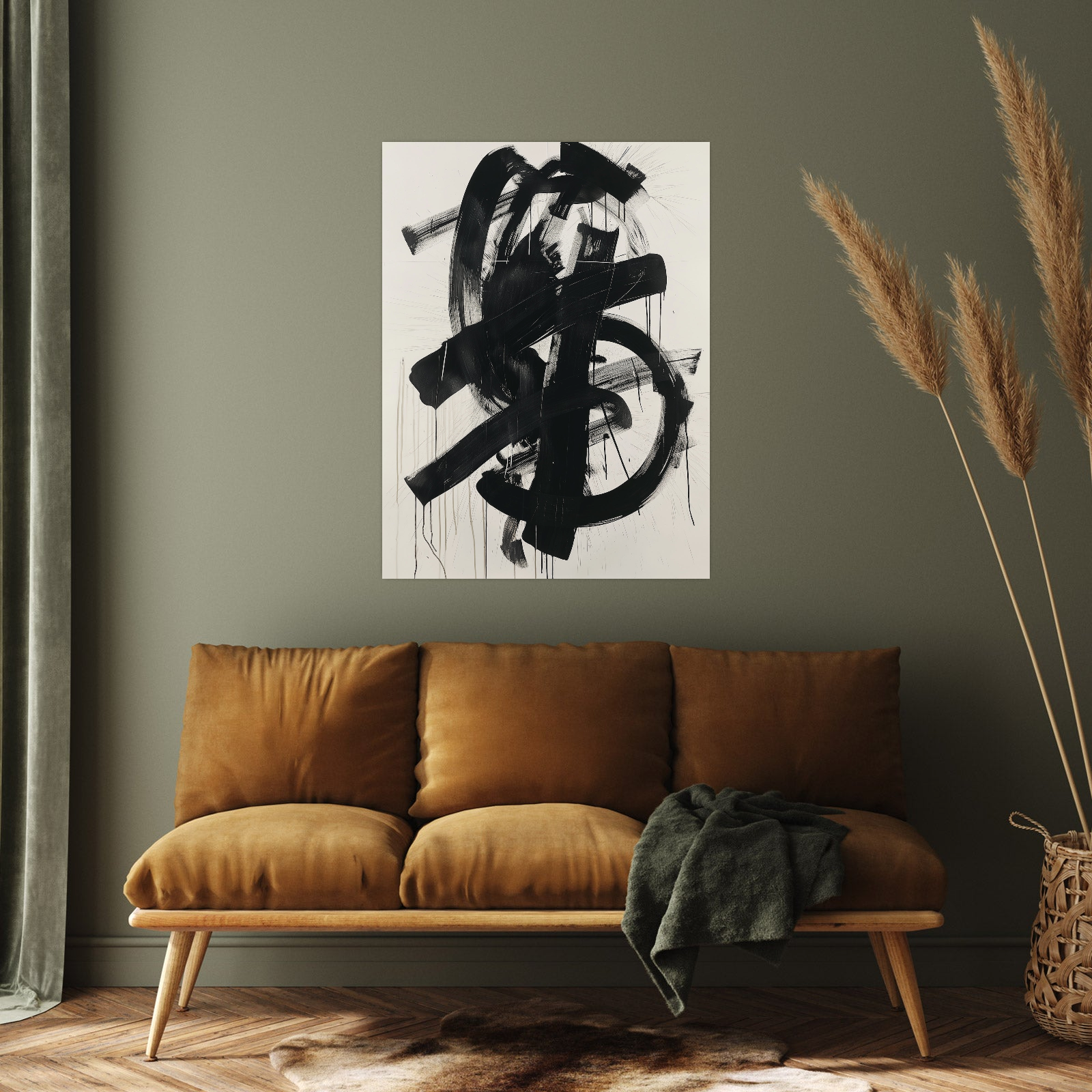Umetnička slika Black brushstrokes na platnu - NS Canvas Shop