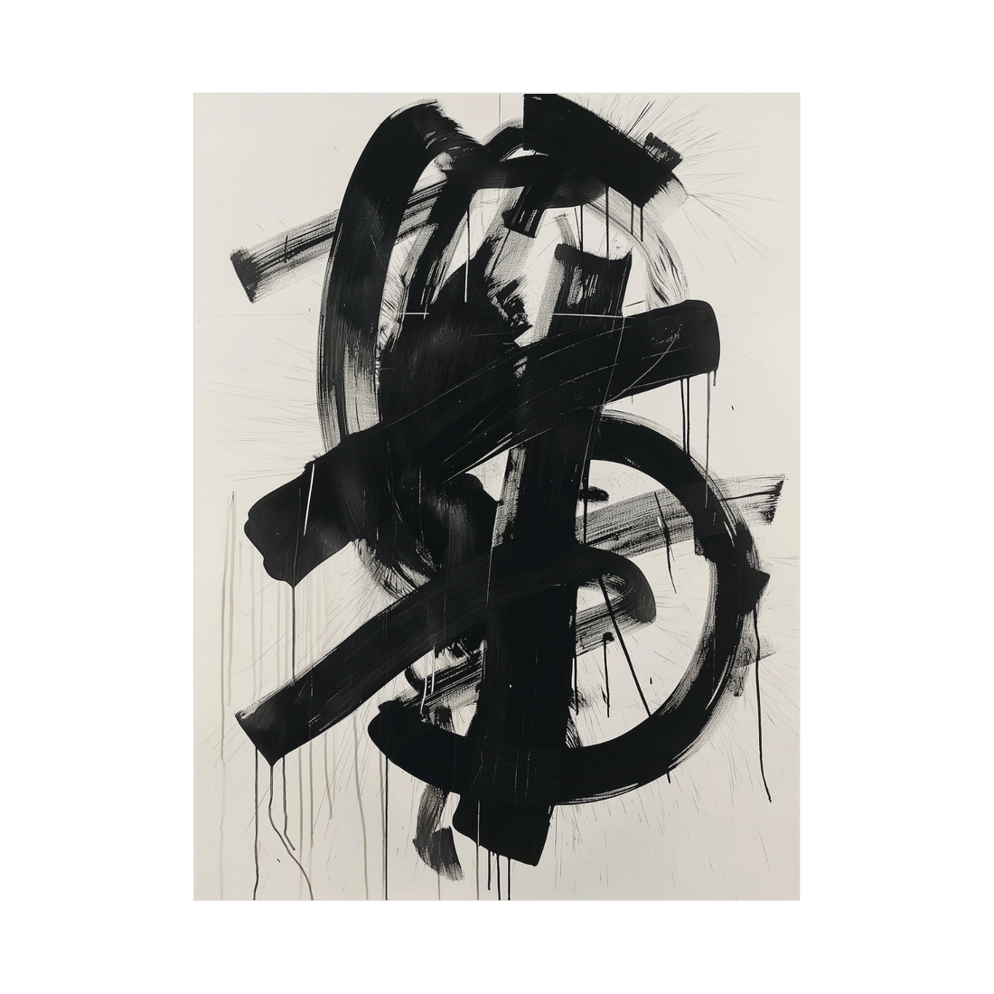 Umetnička slika Black brushstrokes na platnu - NS Canvas Shop