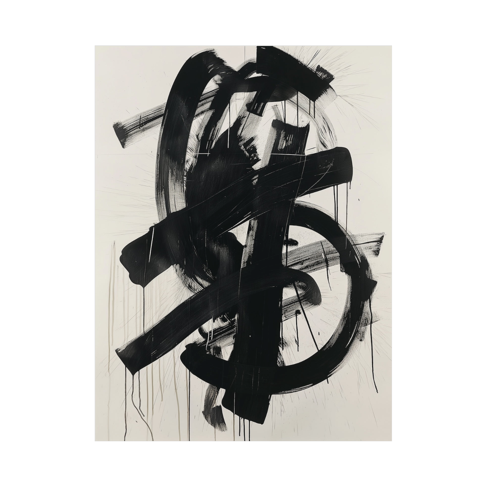 Umetnička slika Black brushstrokes na platnu - NS Canvas Shop