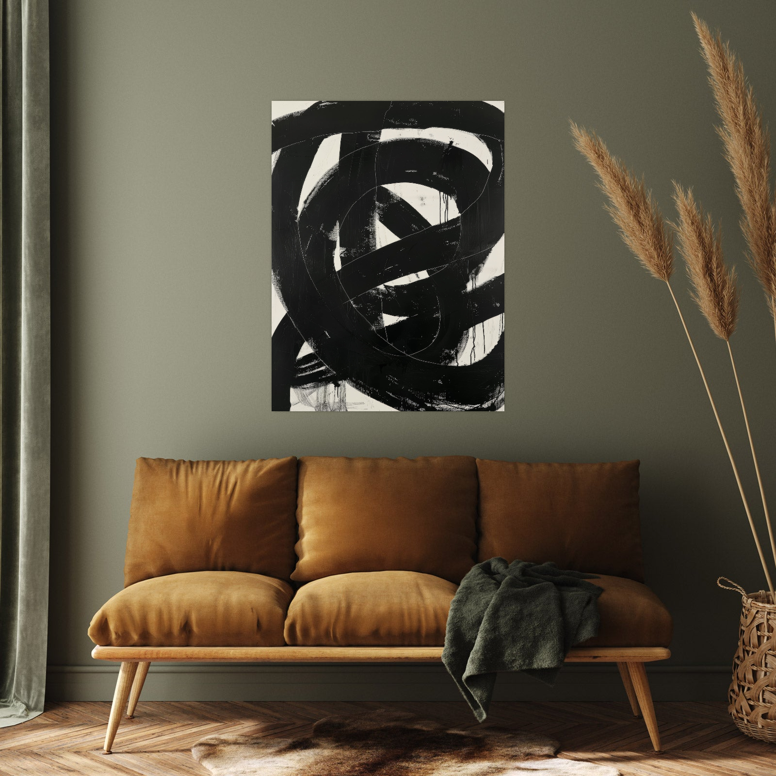 Umetnička slika Black brushstrokes II na platnu - NS Canvas Shop