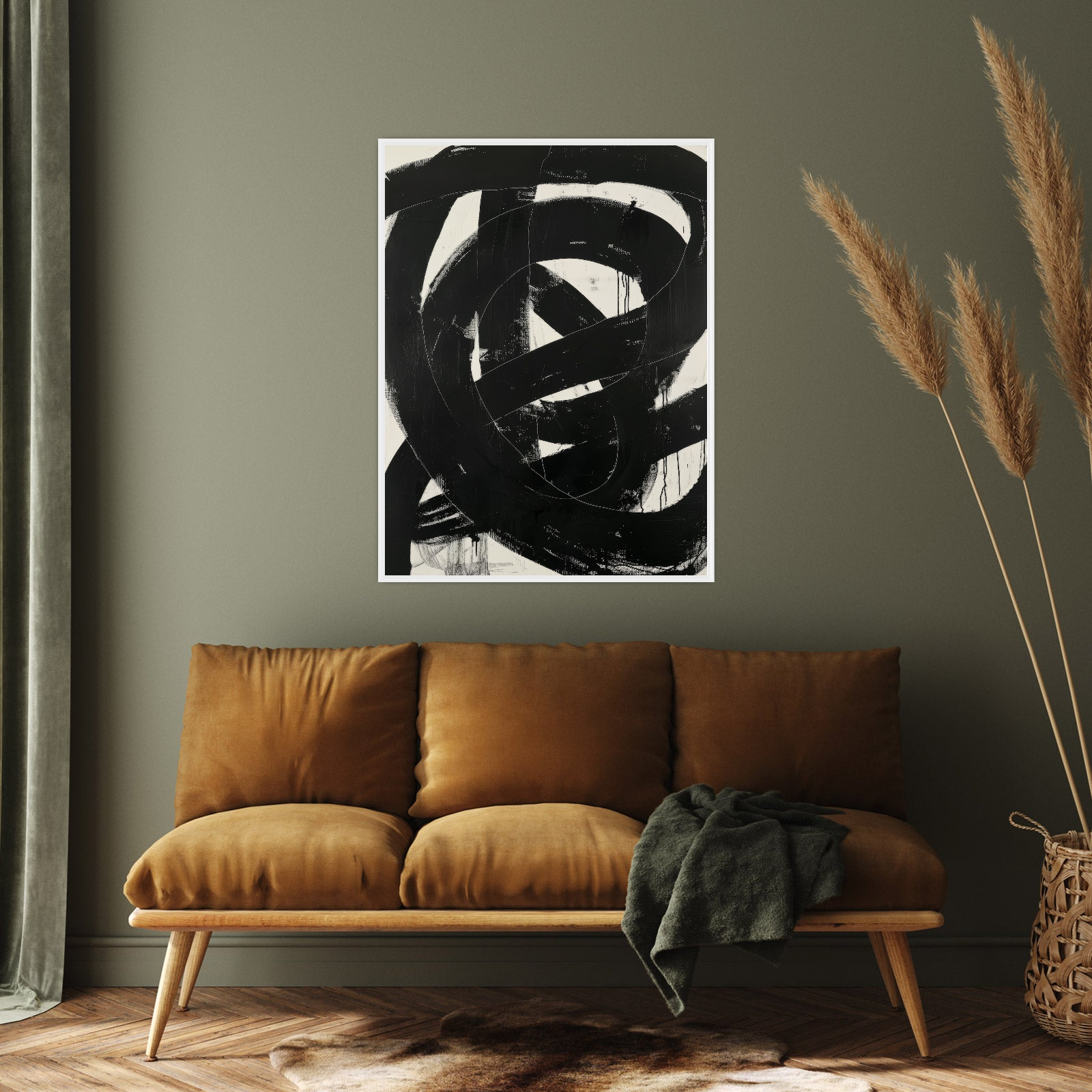 Umetnička slika Black brushstrokes II na platnu - NS Canvas Shop