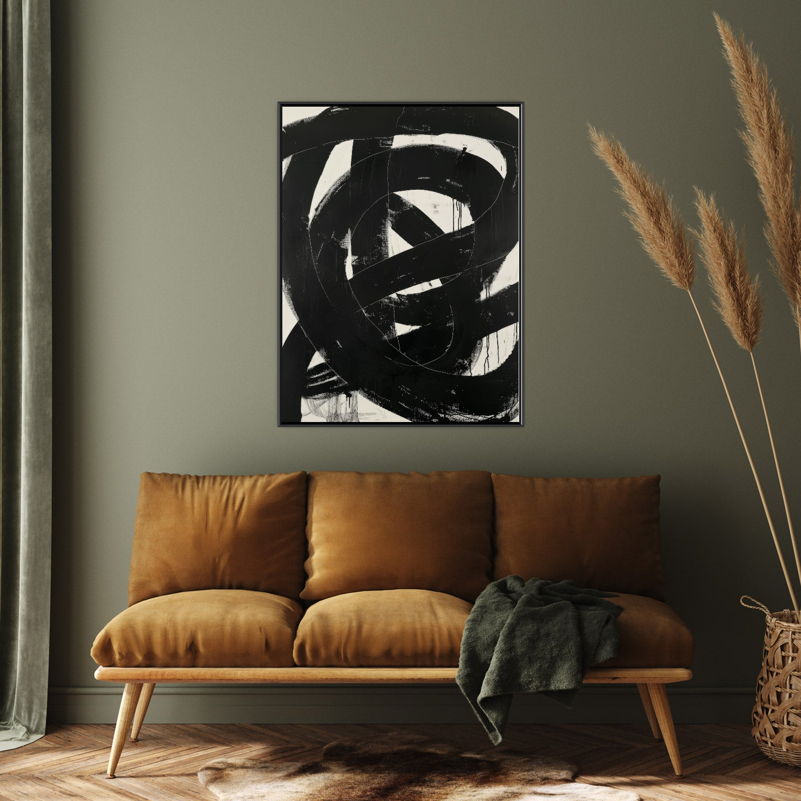 Umetnička slika Black brushstrokes II na platnu - NS Canvas Shop