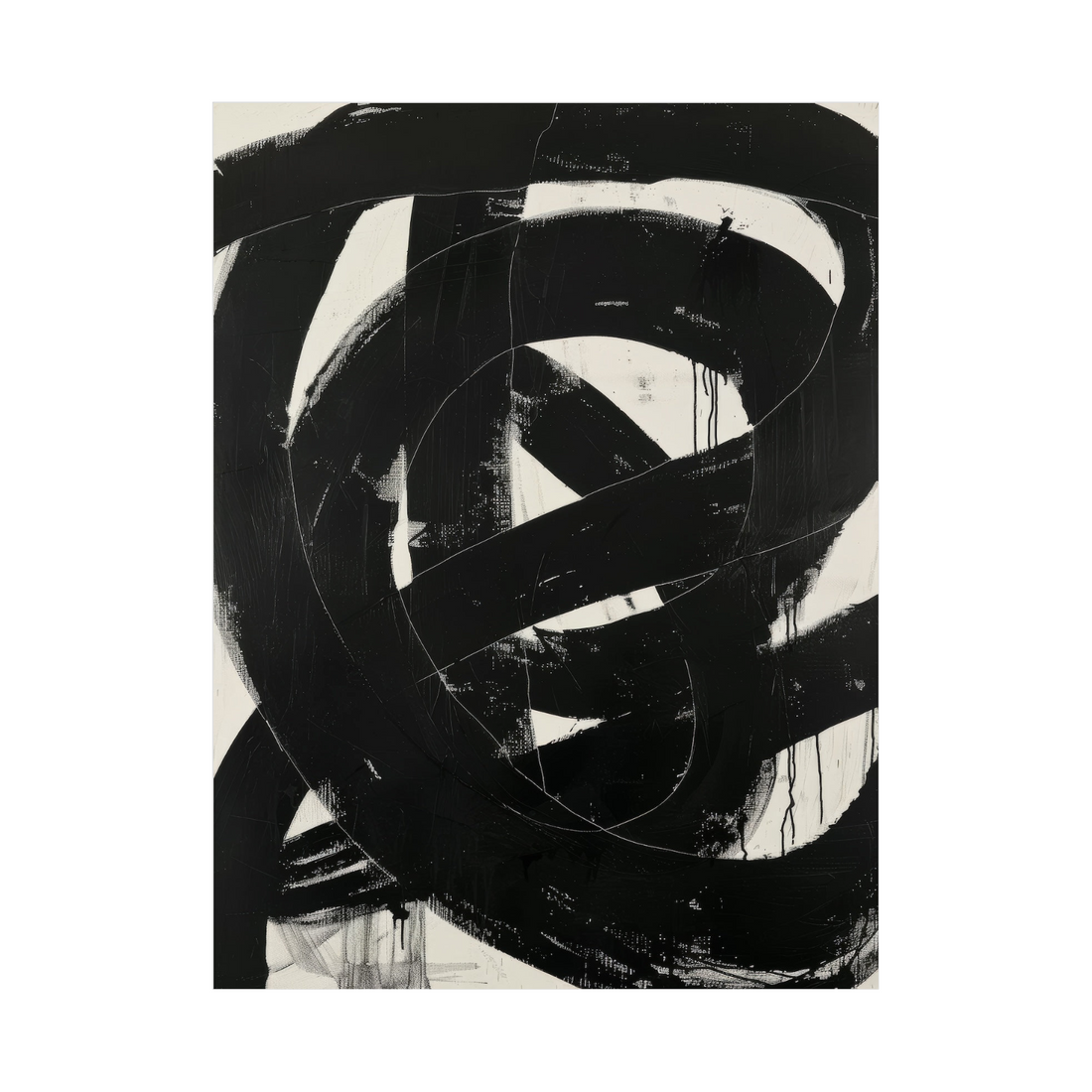 Umetnička slika Black brushstrokes II na platnu - NS Canvas Shop