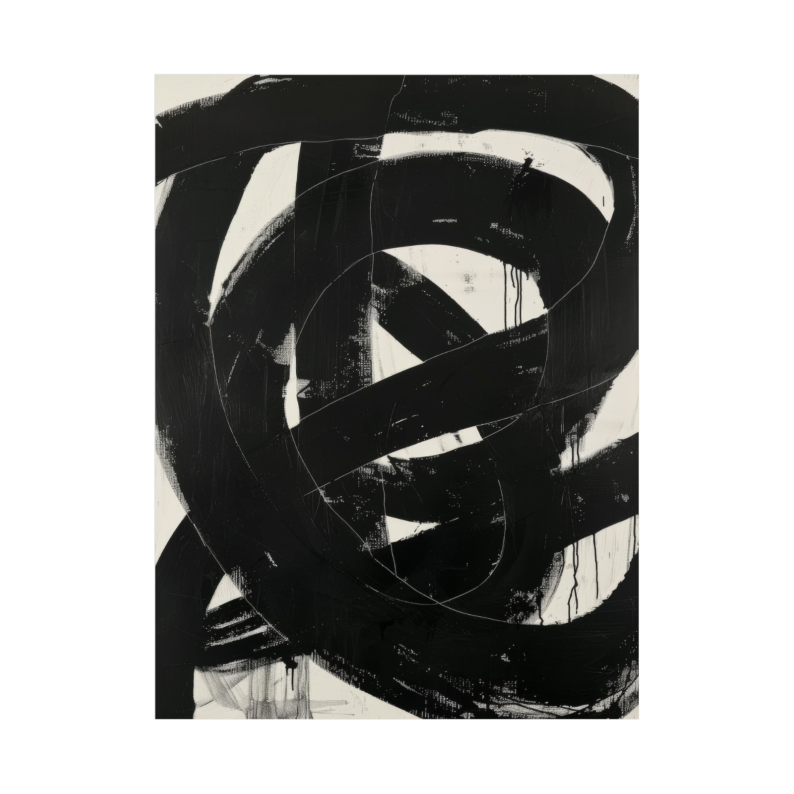 Umetnička slika Black brushstrokes II na platnu - NS Canvas Shop