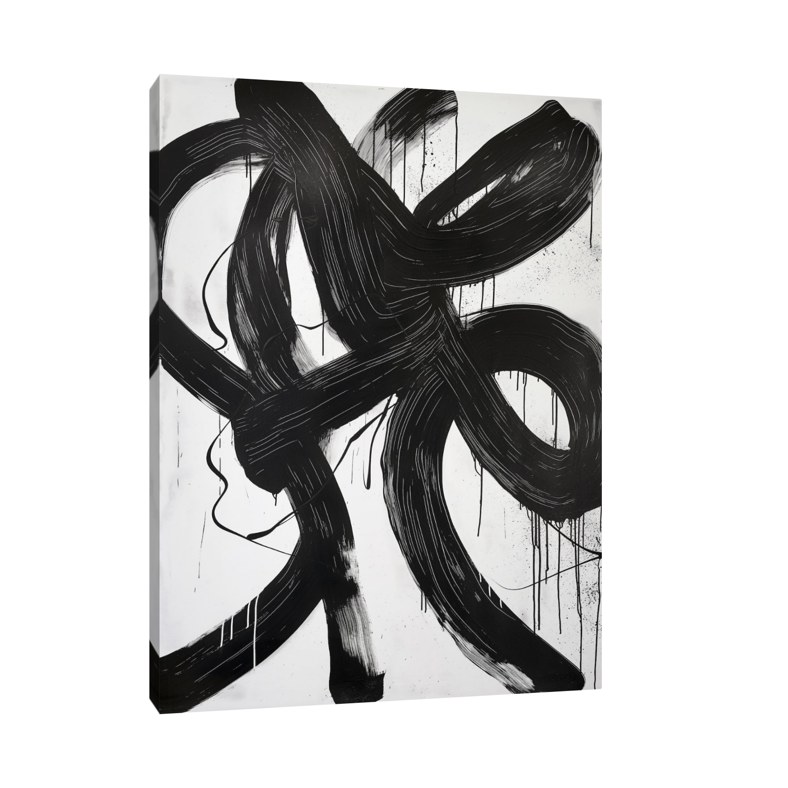 Umetnička slika Black brushstrokes III na platnu - NS Canvas Shop