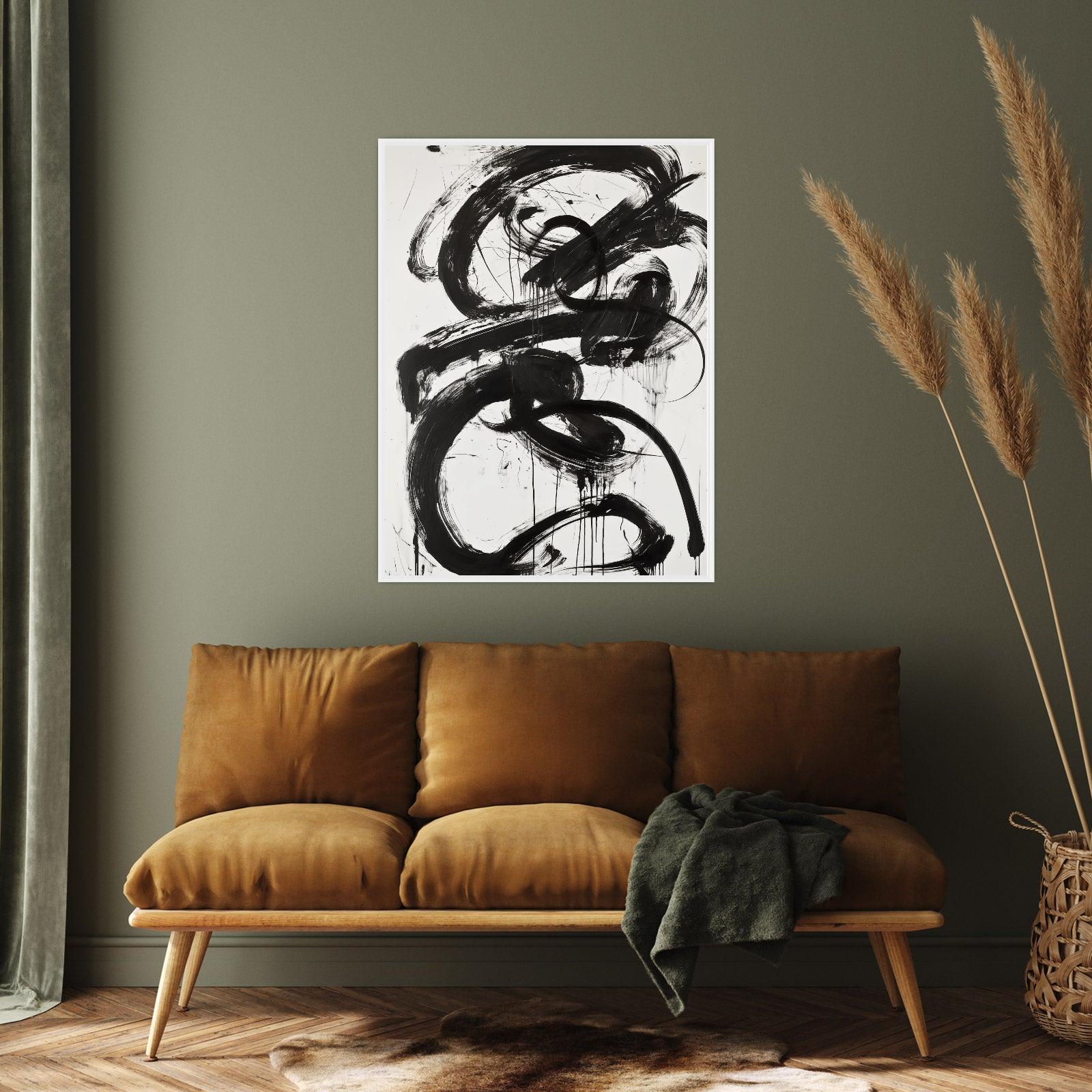 Umetnička slika Black brushstrokes IV na platnu - NS Canvas Shop