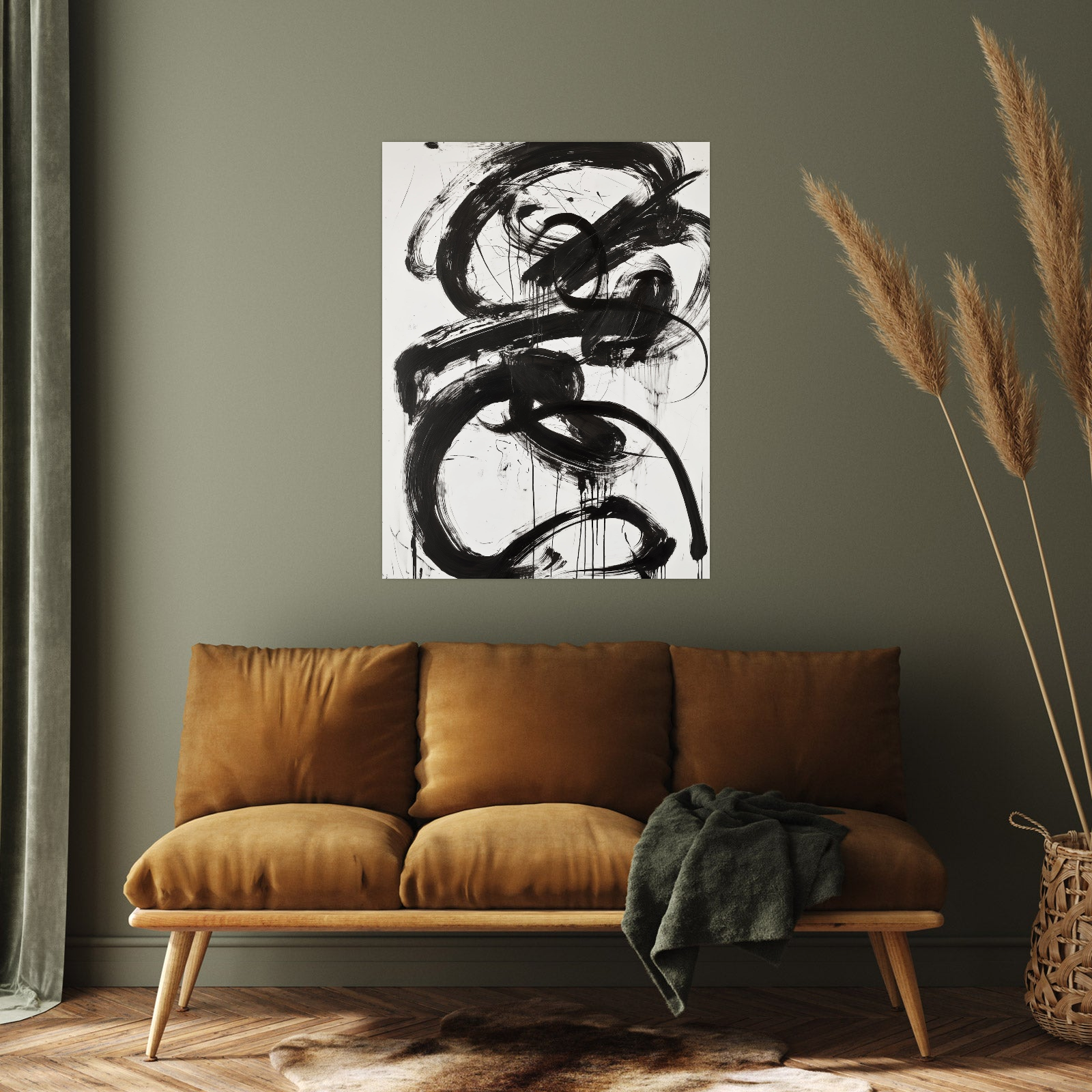 Umetnička slika Black brushstrokes IV na platnu - NS Canvas Shop