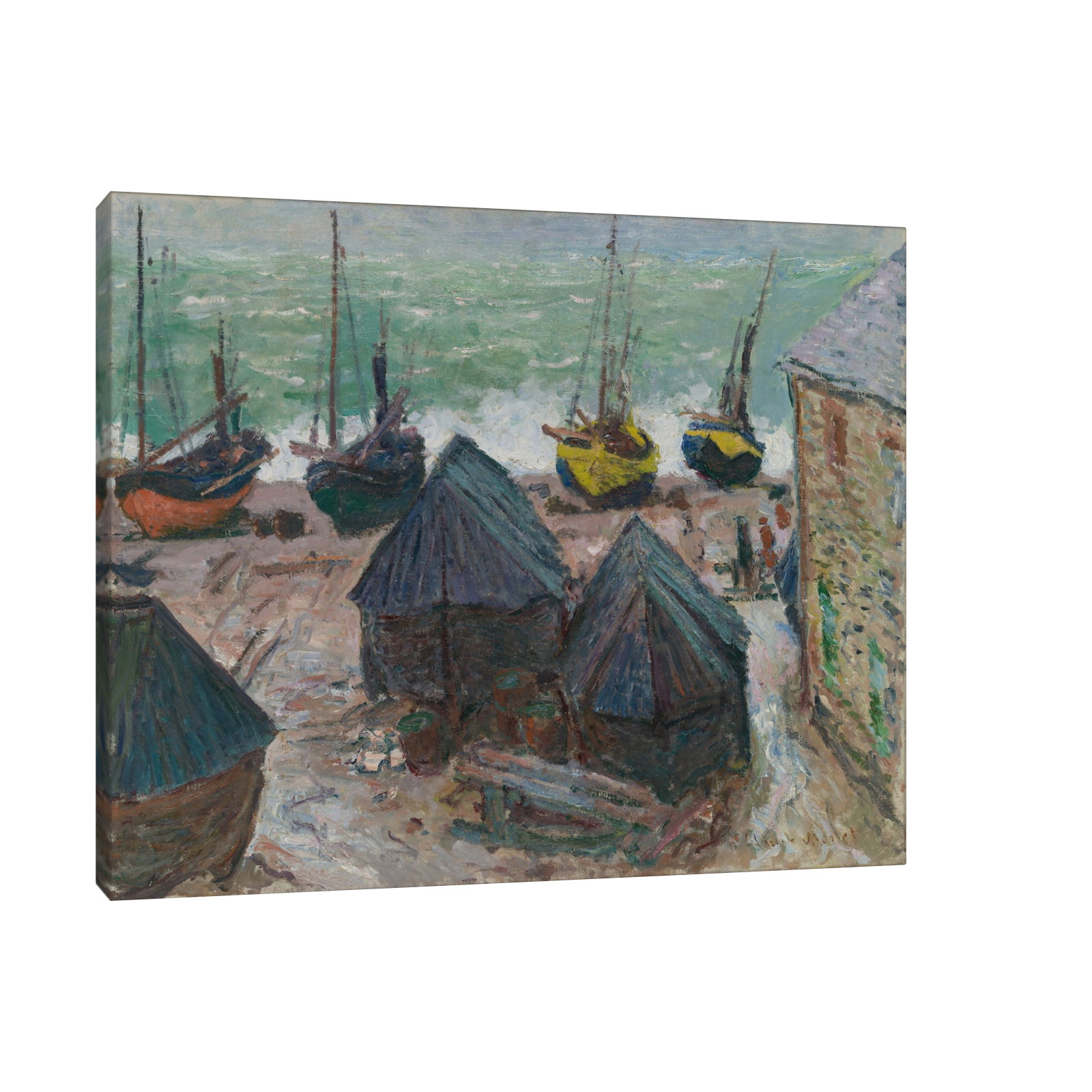 Umetnička slika Boats on the Beach at Étretat, Claude Monet na platnu - NS Canvas Shop