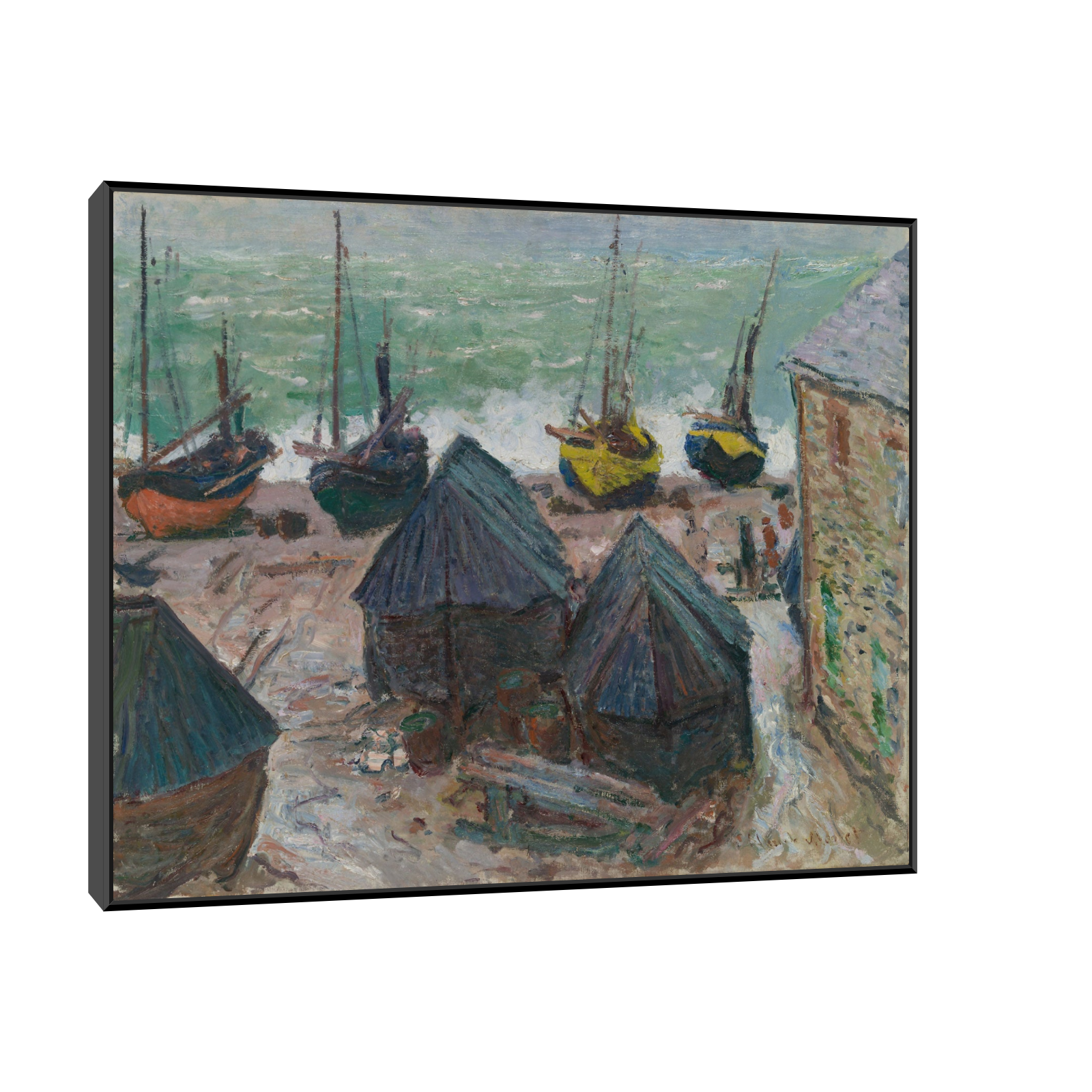 Umetnička slika Boats on the Beach at Étretat, Claude Monet na platnu - NS Canvas Shop