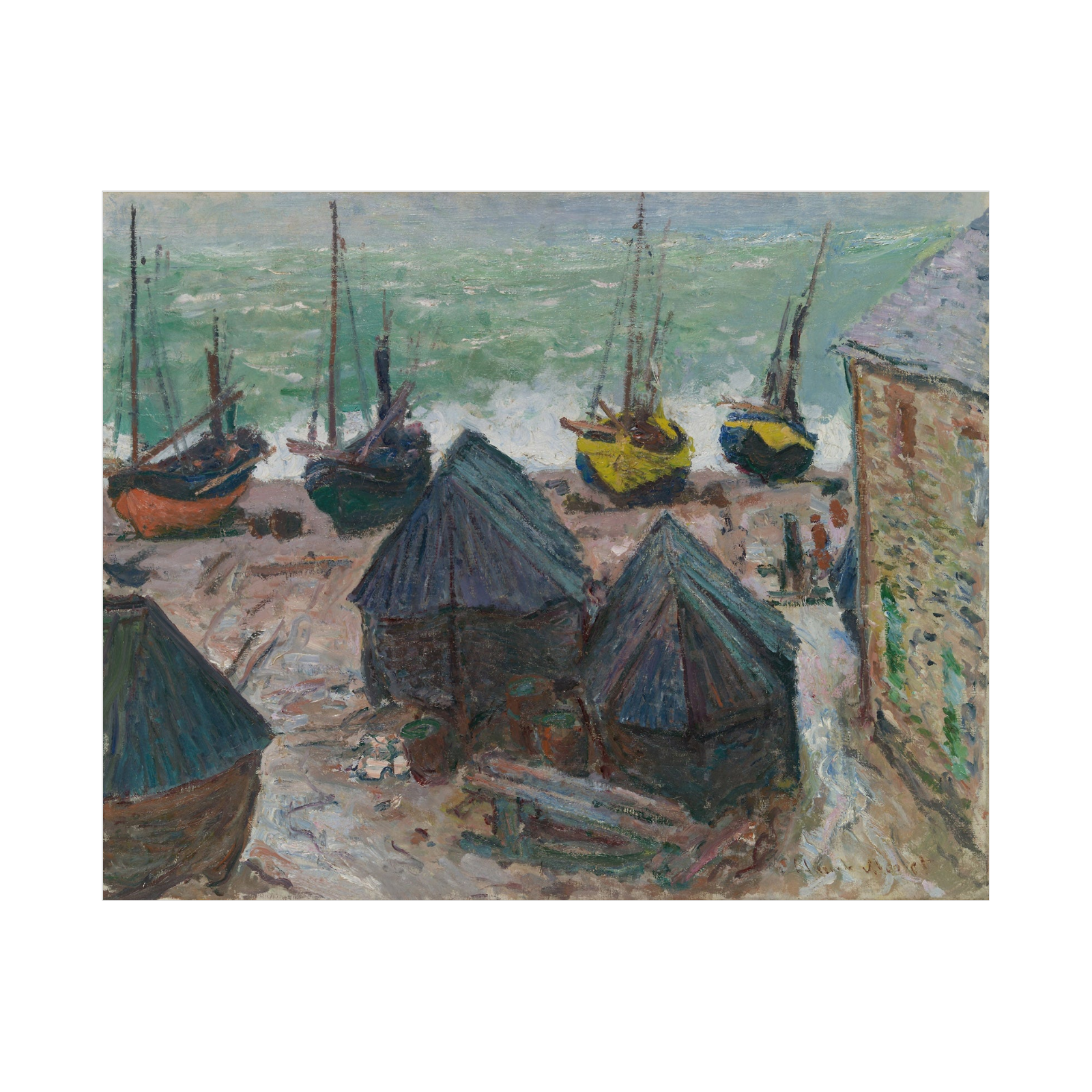 Umetnička slika Boats on the Beach at Étretat, Claude Monet na platnu - NS Canvas Shop