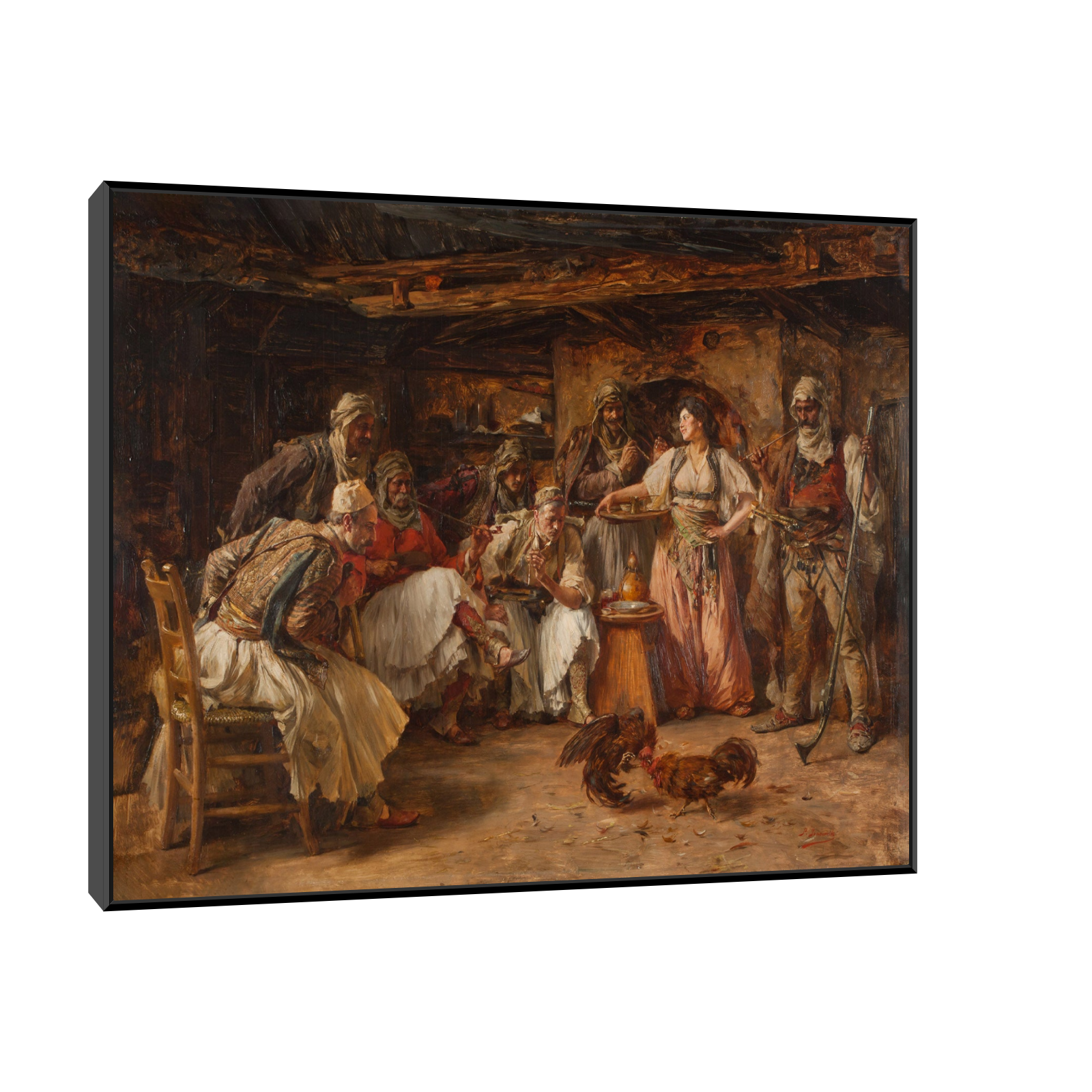 Umetnička slika Borba Petlova, Paja Jovanović na platnu - NS Canvas Shop