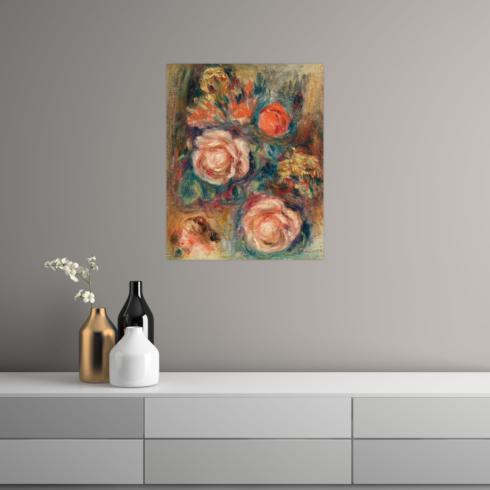 Umetnička slika Bouquet of Roses, Pierre-Auguste Renoir na platnu - NS Canvas Shop