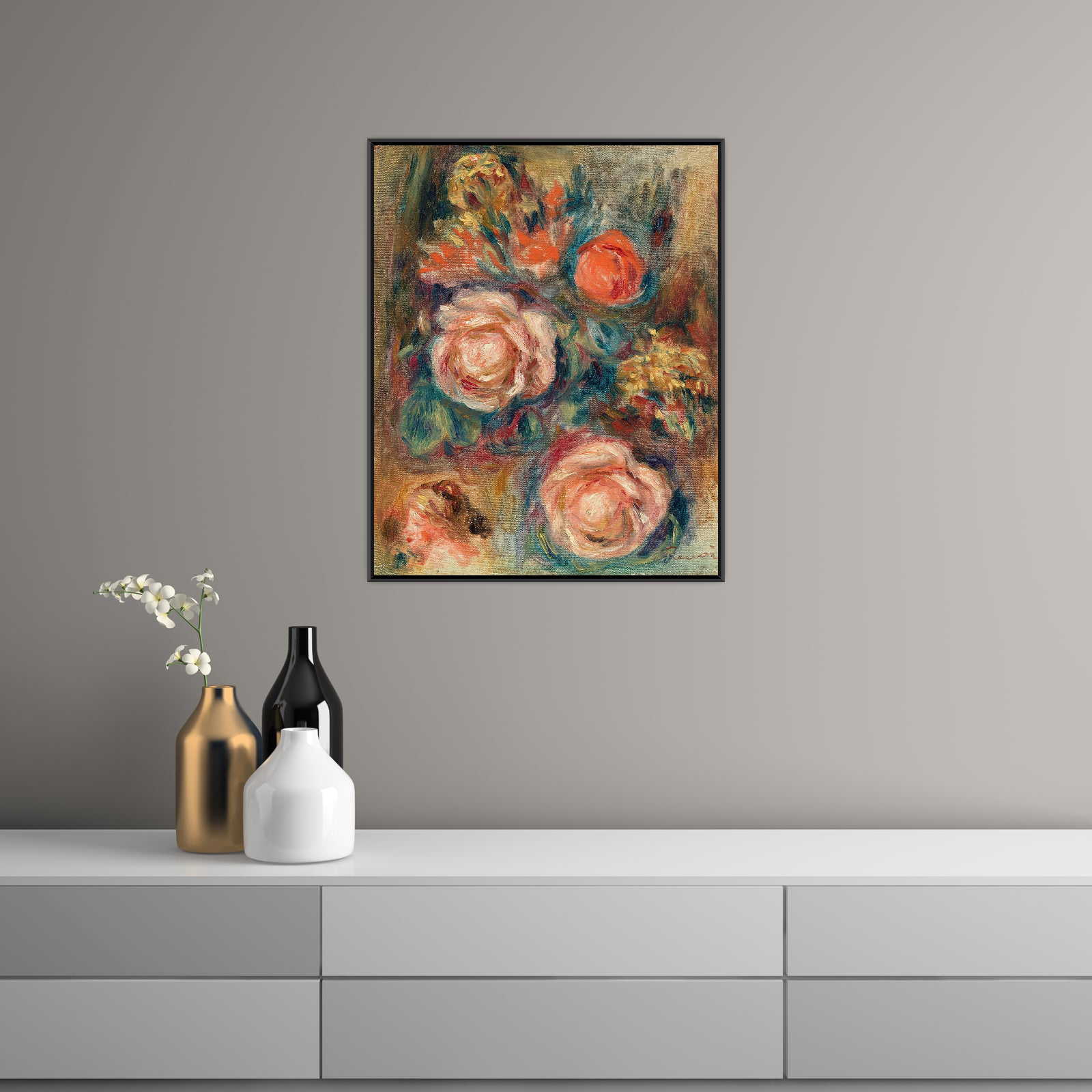 Umetnička slika Bouquet of Roses, Pierre-Auguste Renoir na platnu - NS Canvas Shop