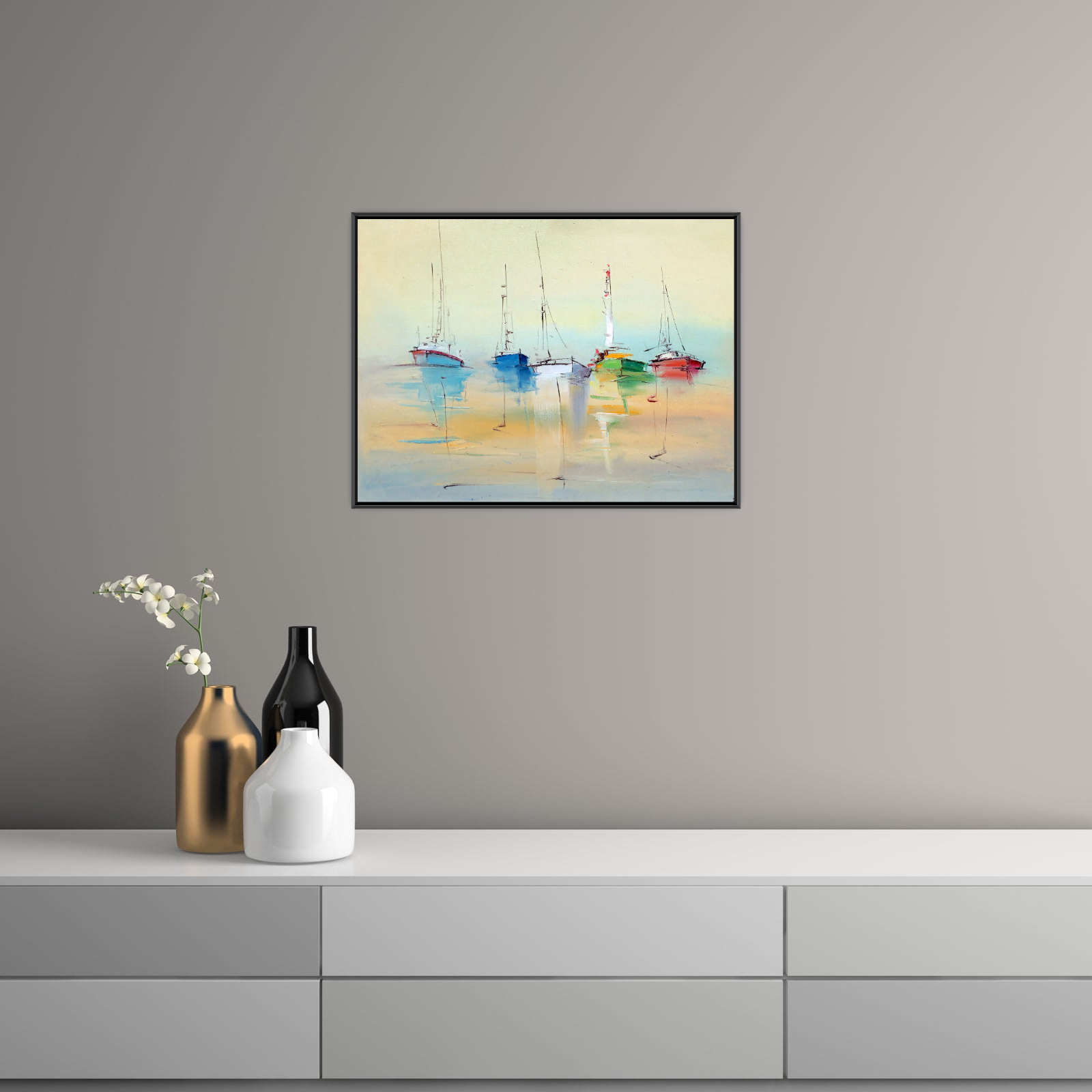 Umetnička slika Brodovi u luci na platnu - NS Canvas Shop