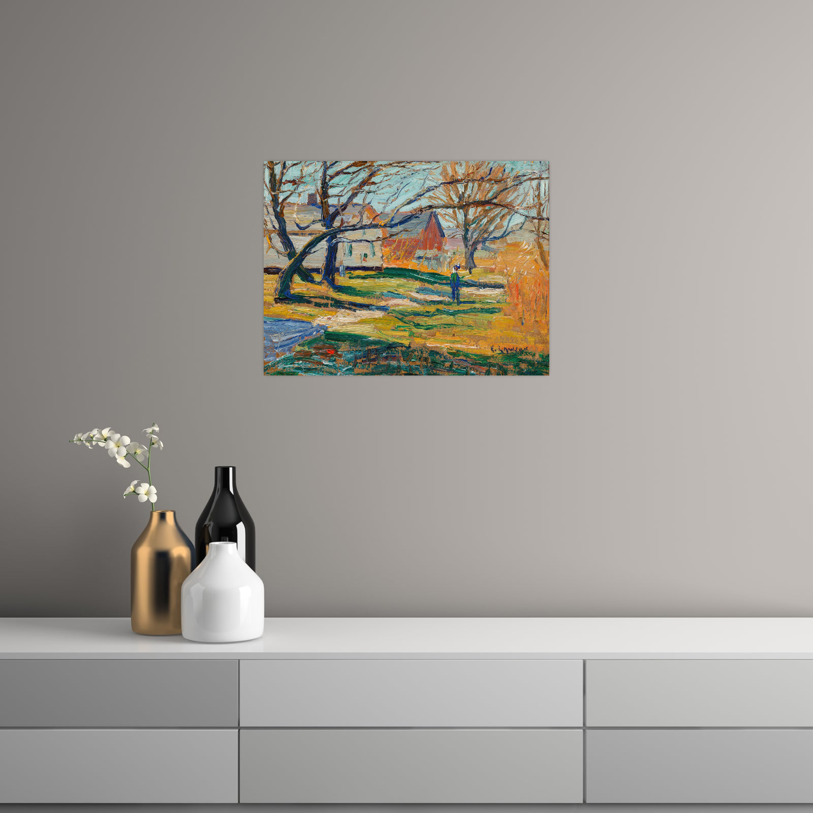 Umetnička slika Country Farmhouse, Ernest Lawson na platnu - NS Canvas Shop