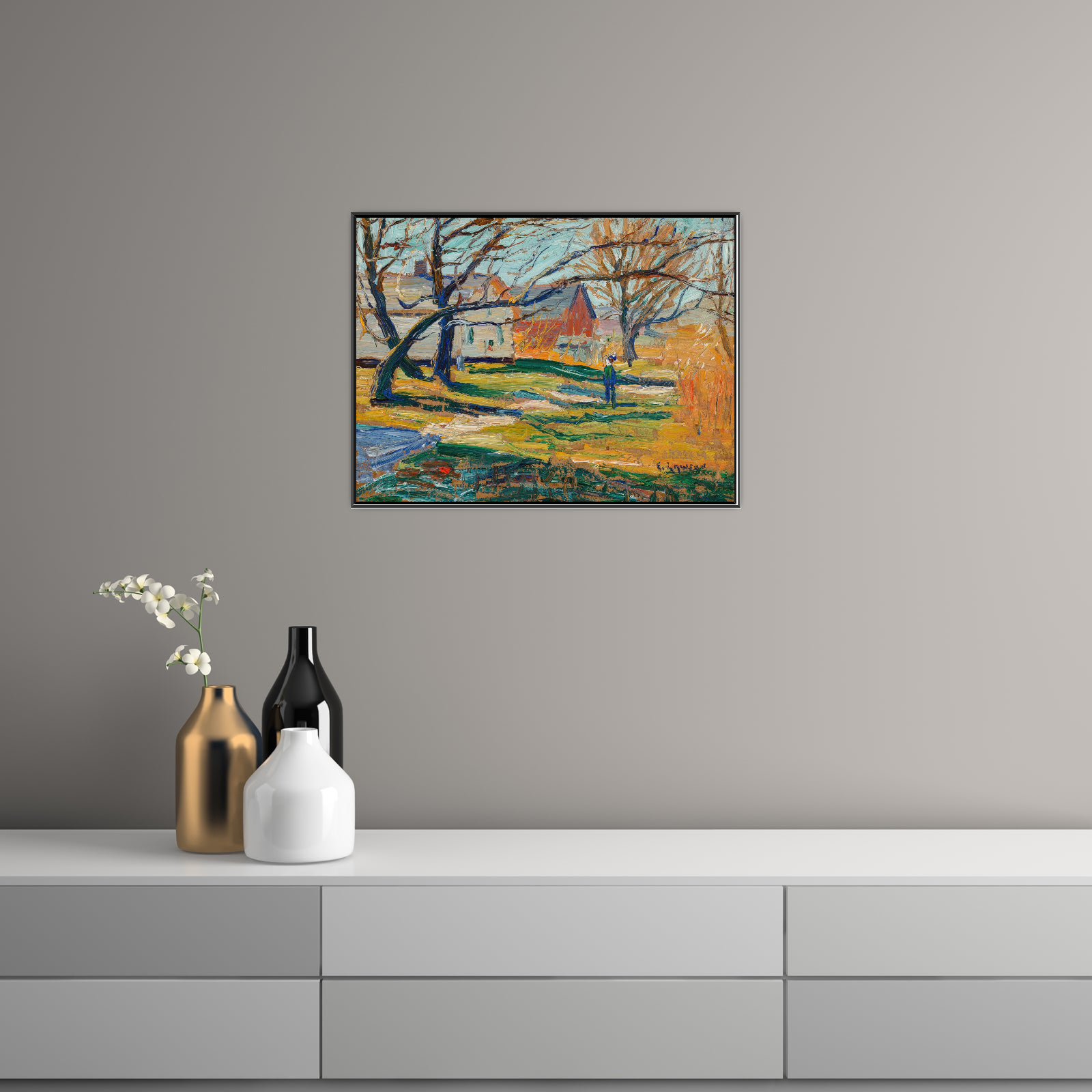 Umetnička slika Country Farmhouse, Ernest Lawson na platnu - NS Canvas Shop