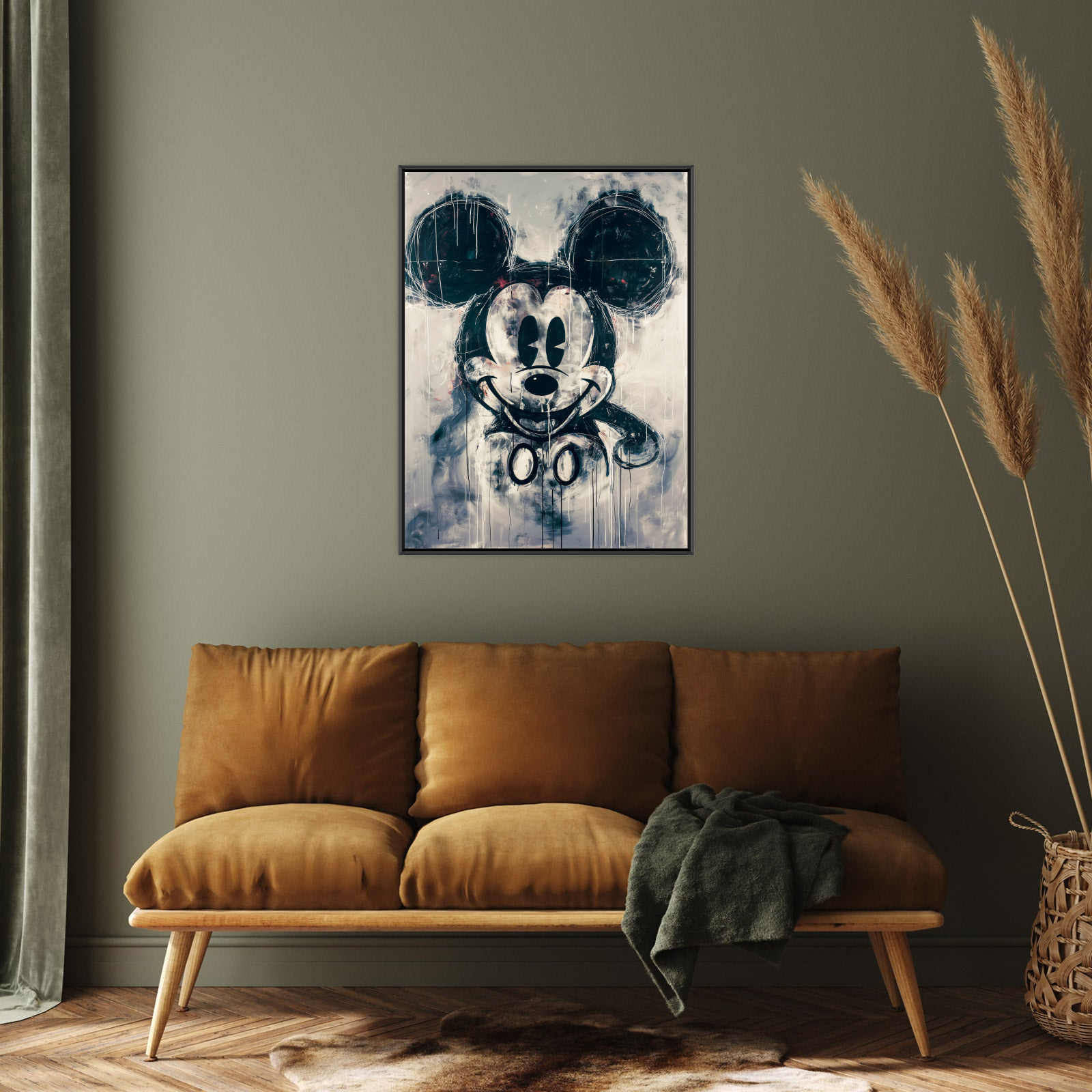 Umetnička slika Crno beli Mickey Mouse na platnu - NS Canvas Shop