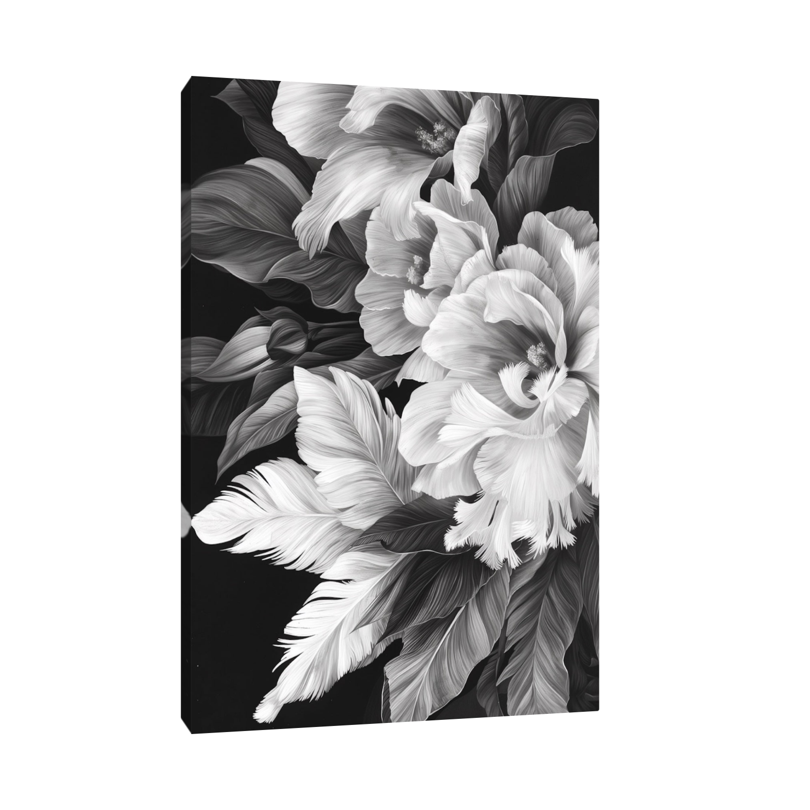 Umetnička slika Crno belo cveće 3 na platnu - NS Canvas Shop
