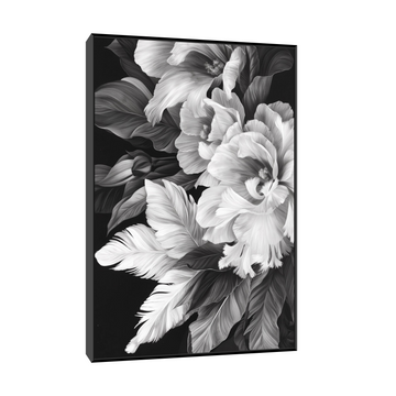 Umetnička slika Crno belo cveće 3 na platnu - NS Canvas Shop