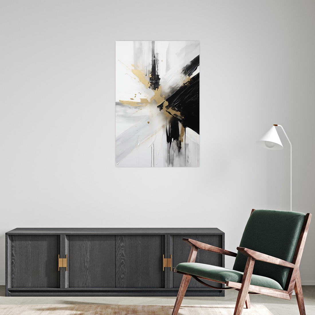 Umetnička slika Crno i zlatno III na platnu - NS Canvas Shop