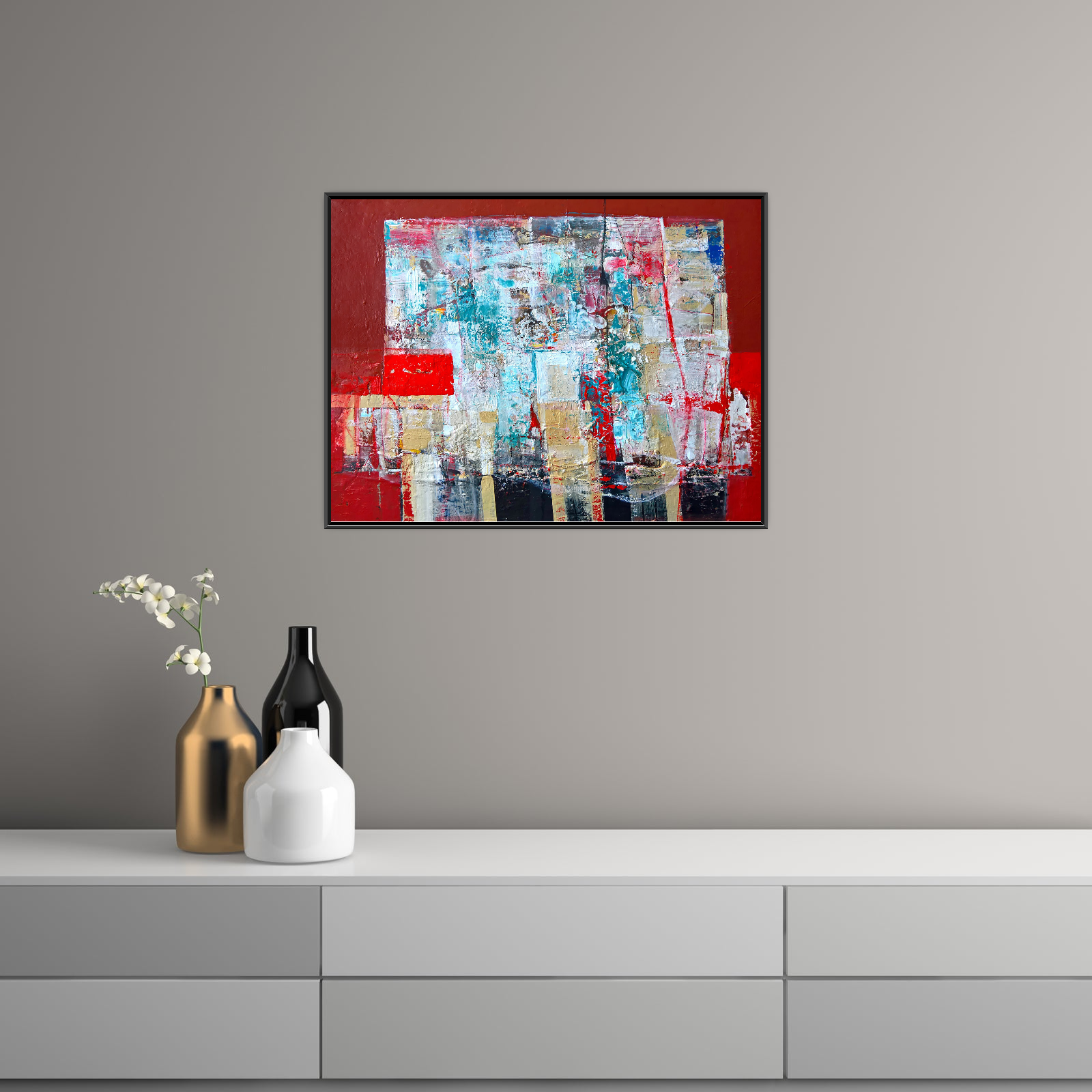 Umetnička slika Crvena ekspresija na platnu - NS Canvas Shop