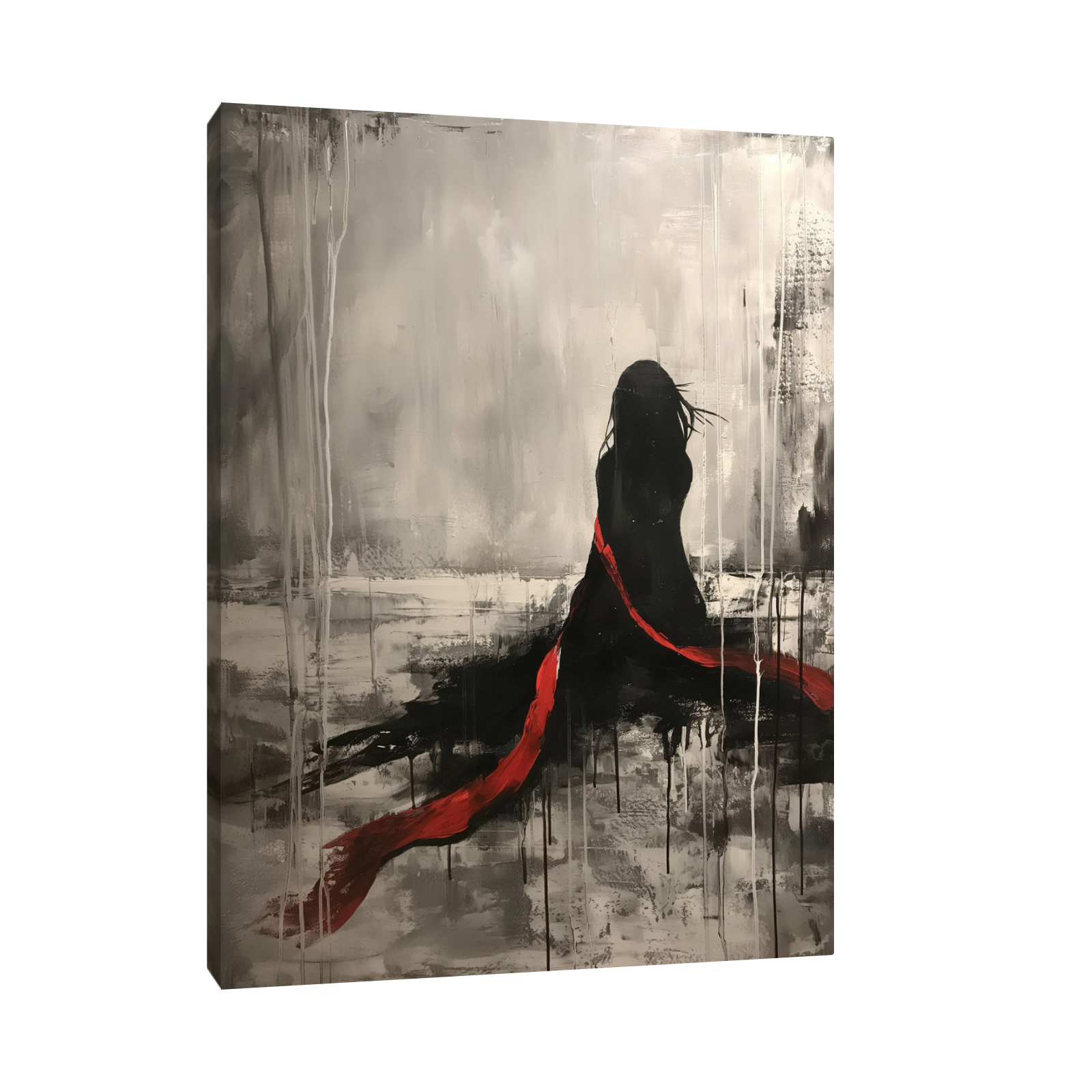 Umetnička slika Crveni šal na platnu - NS Canvas Shop