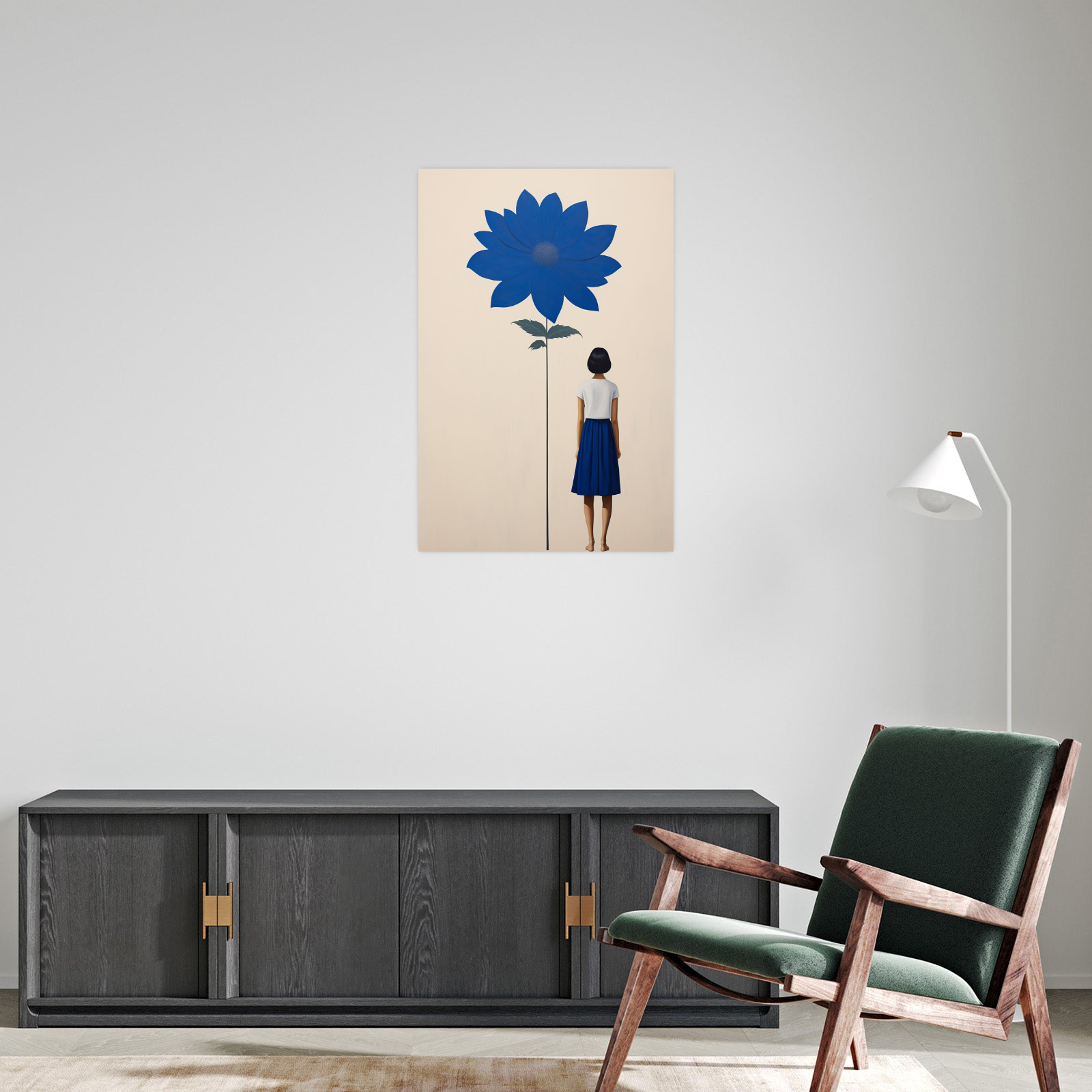 Umetnička slika Devojka i cveće na platnu - NS Canvas Shop