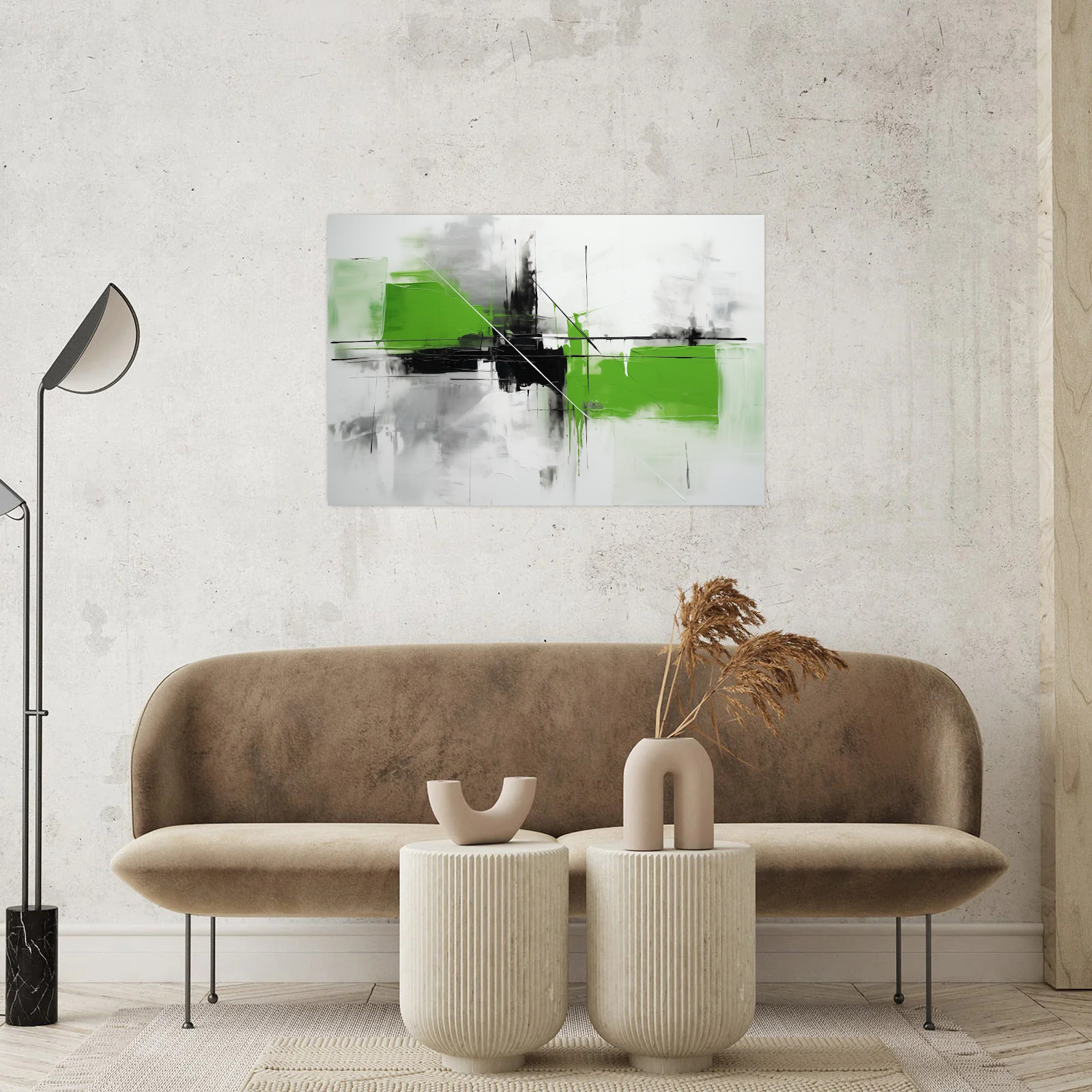 Umetnička slika Dinamično zelenilo 3 na platnu - NS Canvas Shop
