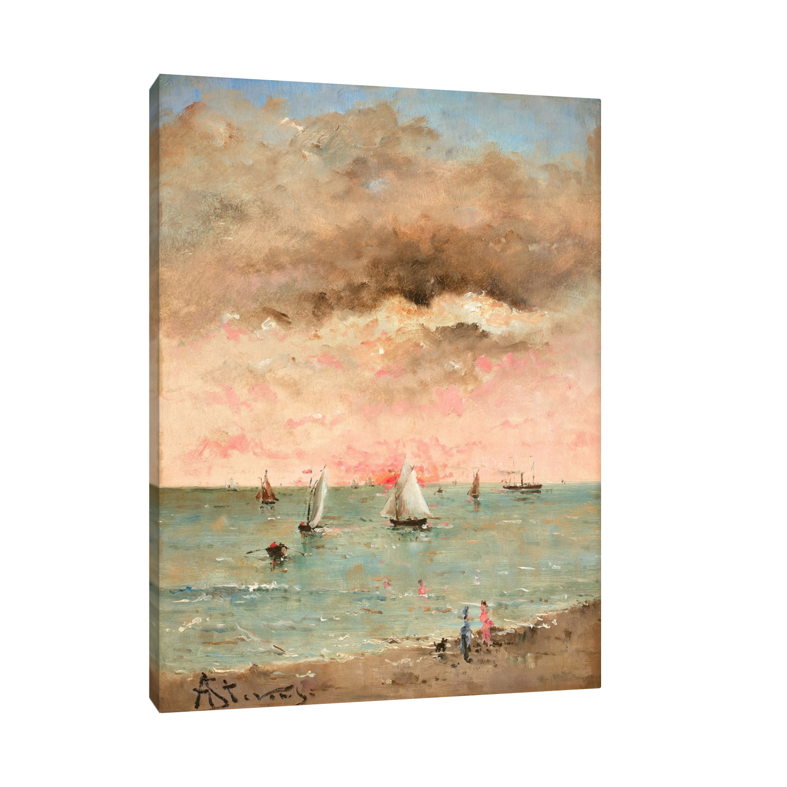Umetnička slika Figures sur la plage au couchant, Alfred Stevens na platnu - NS Canvas Shop