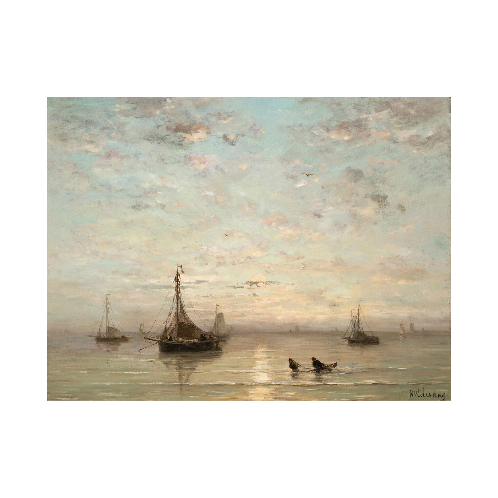 Umetnička slika Fishing Boats At Sunset, Hendrik Willem Mesdag na platnu - NS Canvas Shop