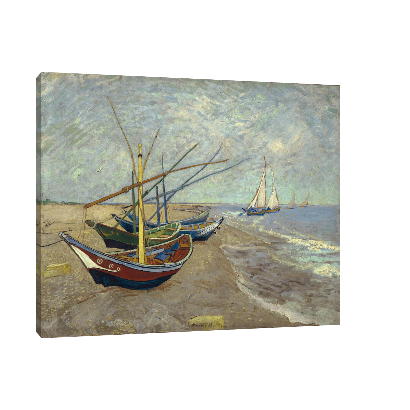 Umetnička slika Fishing boats on the beach at Les Saintes, Vincent van Gogh na platnu - NS Canvas Shop