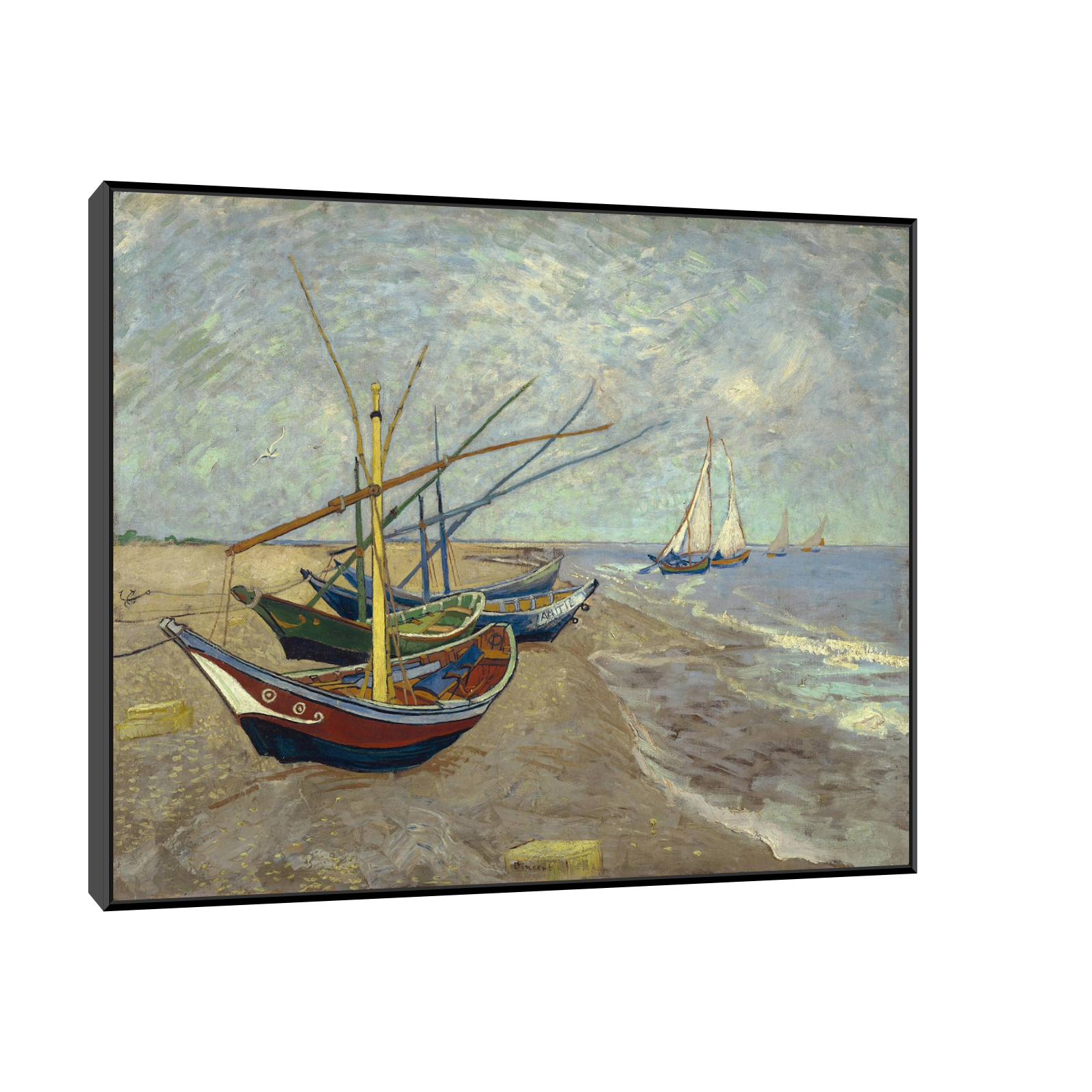 Umetnička slika Fishing boats on the beach at Les Saintes, Vincent van Gogh na platnu - NS Canvas Shop
