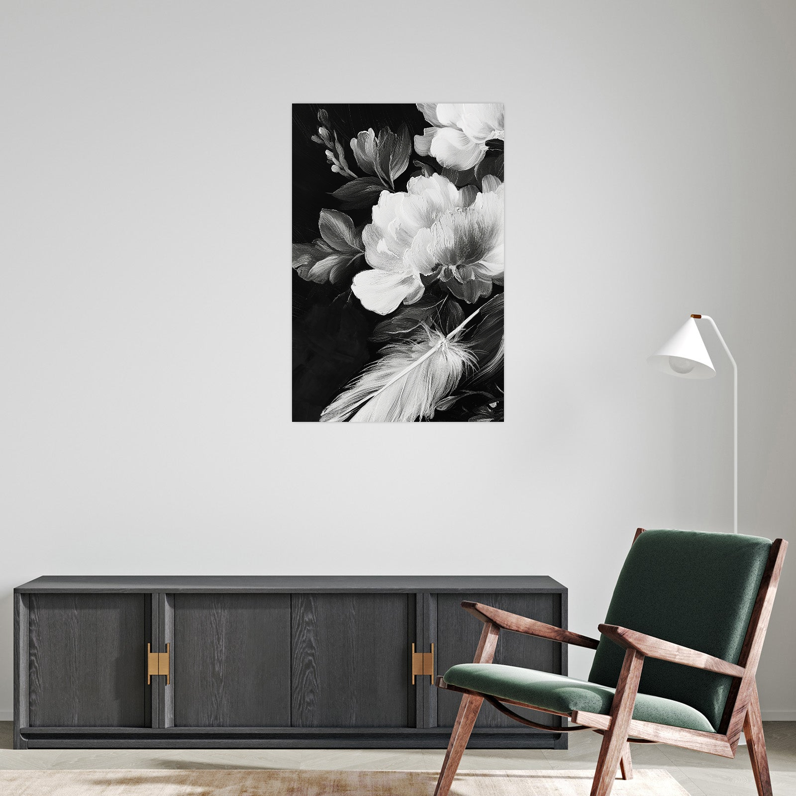Umetnička slika Floralni kontrast na platnu - NS Canvas Shop