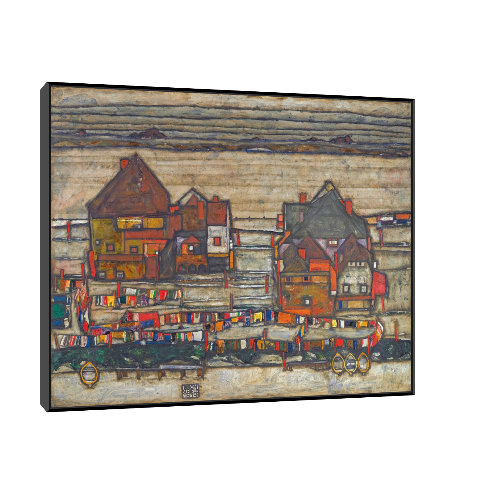 Umetnička slika Houses With Laundry, Egon Schiele na platnu - NS Canvas Shop