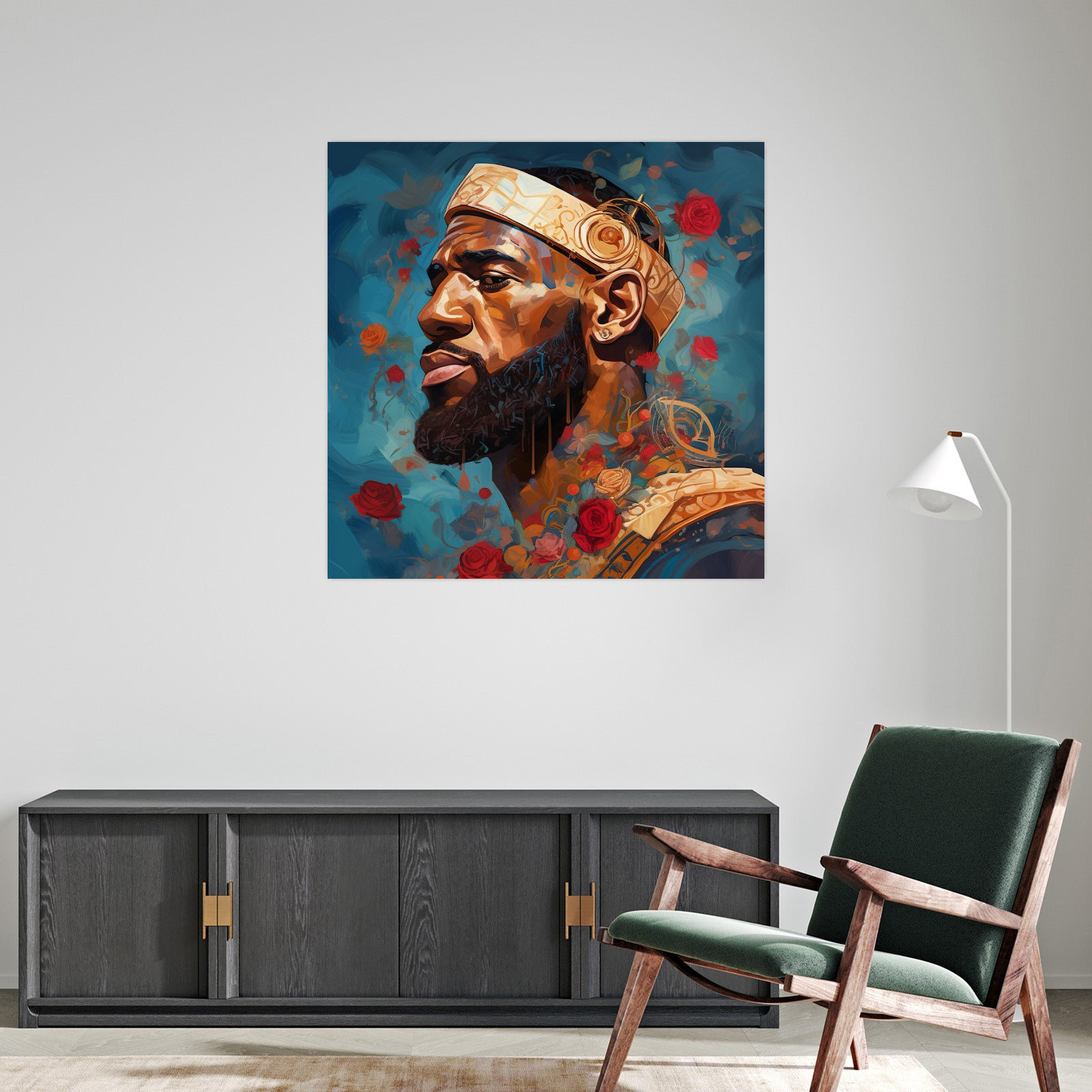 Umetnička slika Lebron sa ružama na platnu - NS Canvas Shop