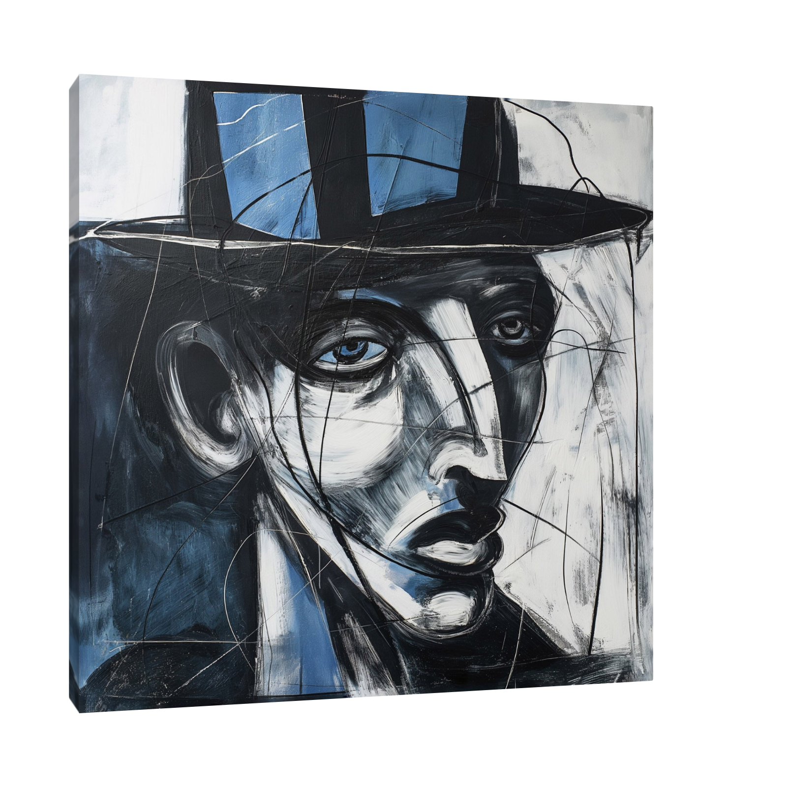 Umetnička slika Man with blue hat na platnu - NS Canvas Shop