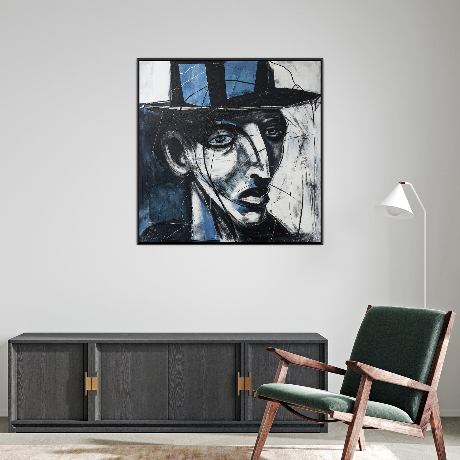 Umetnička slika Man with blue hat na platnu - NS Canvas Shop
