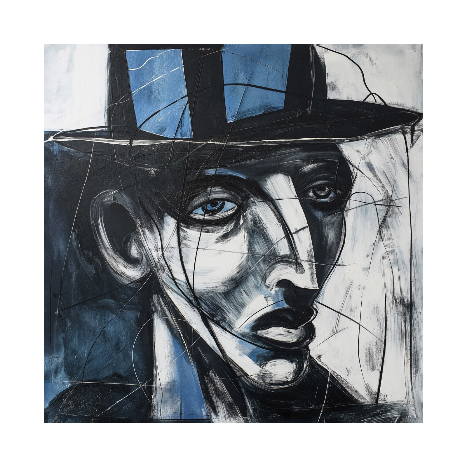 Umetnička slika Man with blue hat na platnu - NS Canvas Shop