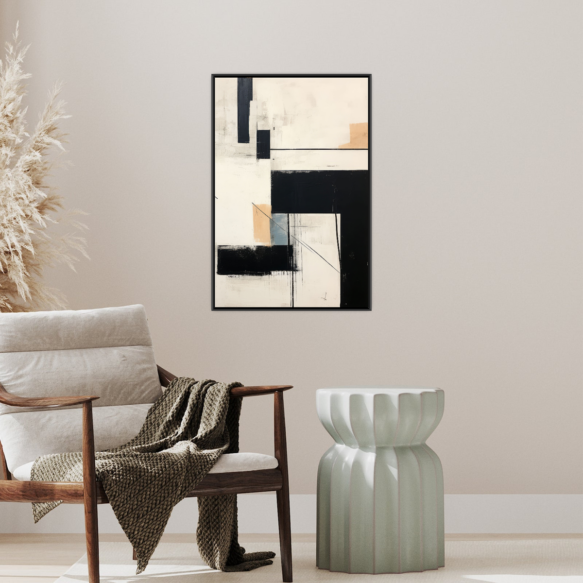 Umetnička slika Monohromna geometrija na platnu - NS Canvas Shop