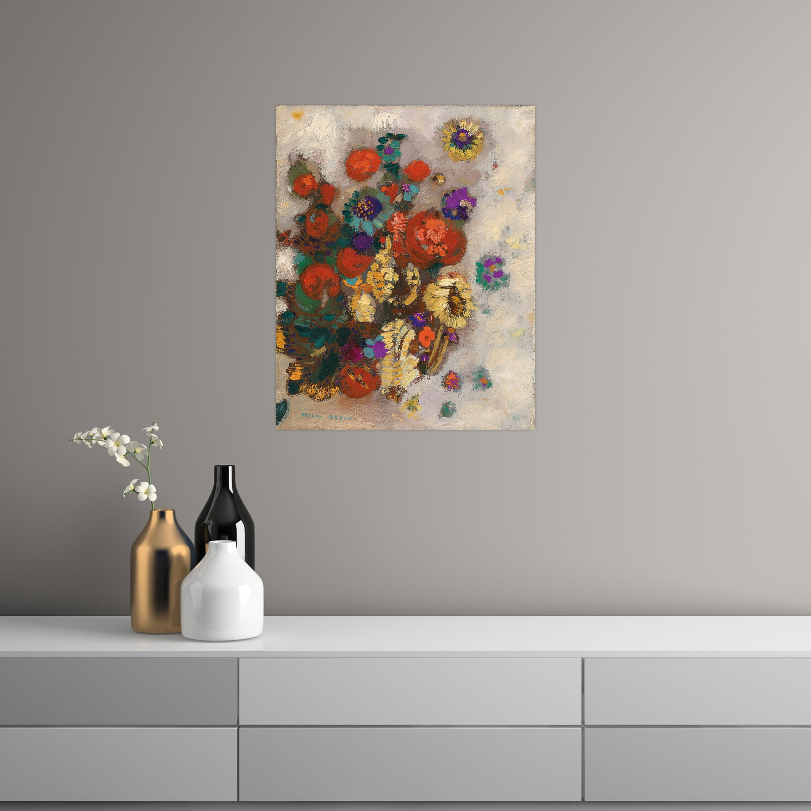 Umetnička slika Poppies and Daisies, Odilon Redon na platnu - NS Canvas Shop