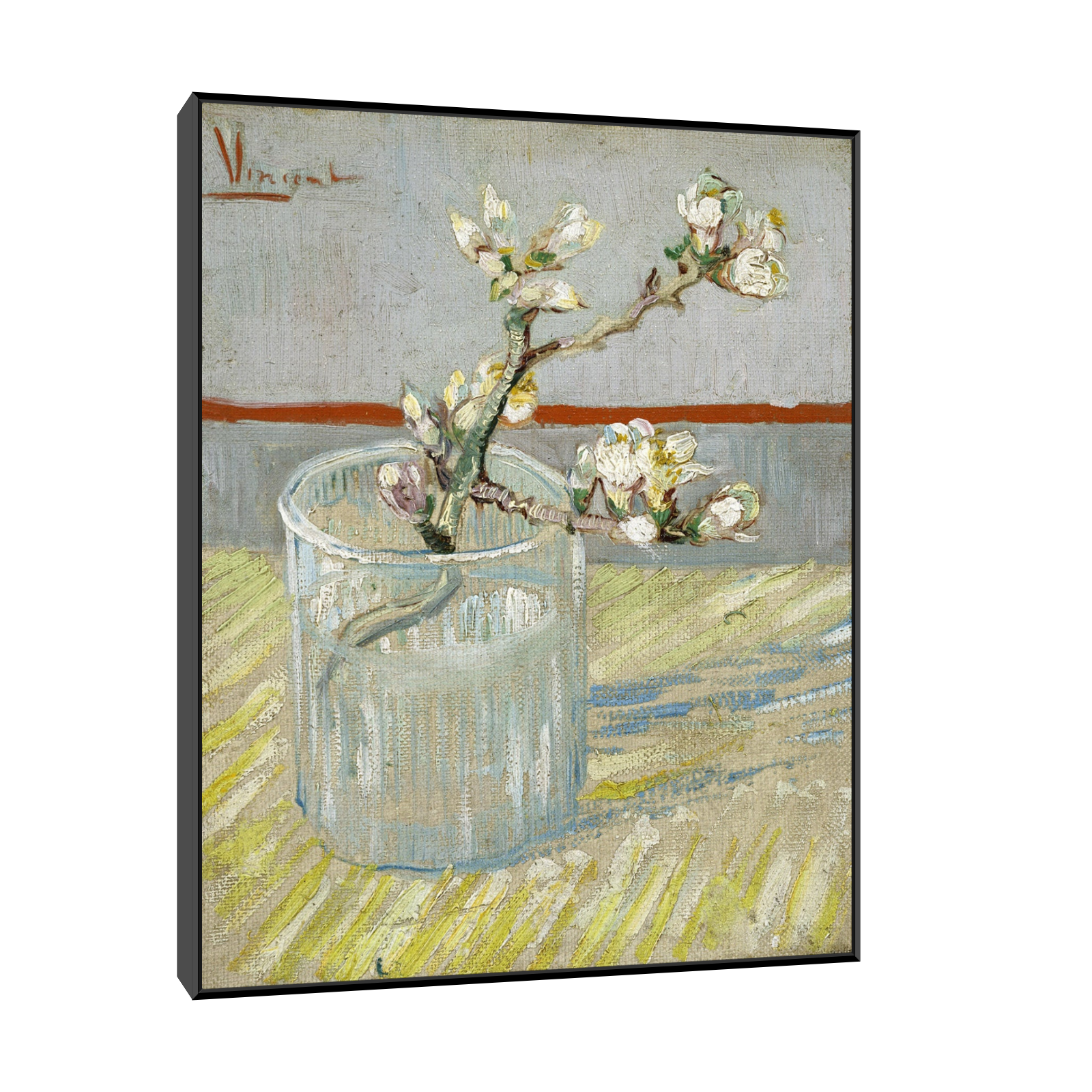 Umetnička slika Sprig of flowering almond in a glass, Vincent van Gogh na platnu - NS Canvas Shop