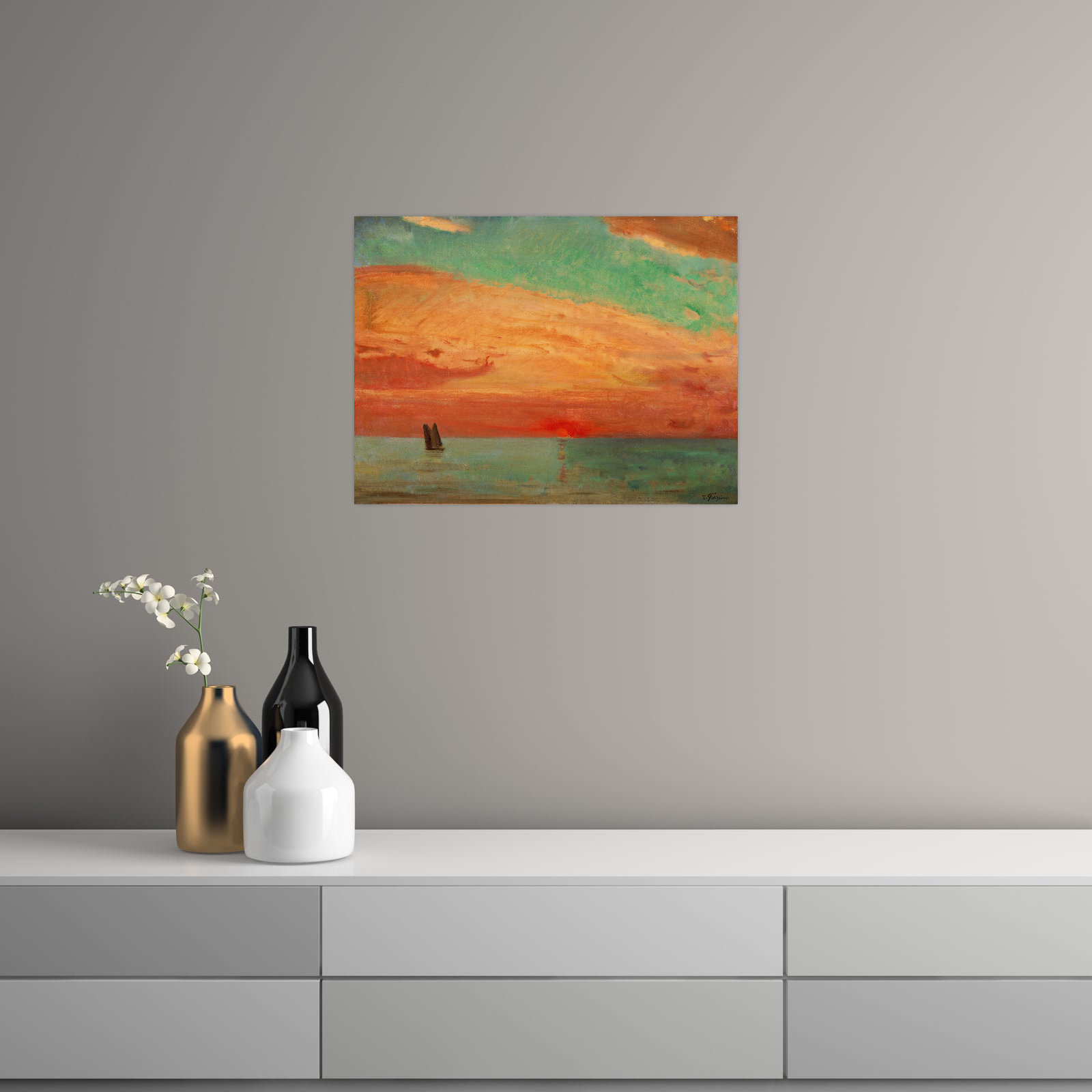 Umetnička slika Sunrise over the Eastern Sea, Fujishima Takeji na platnu - NS Canvas Shop